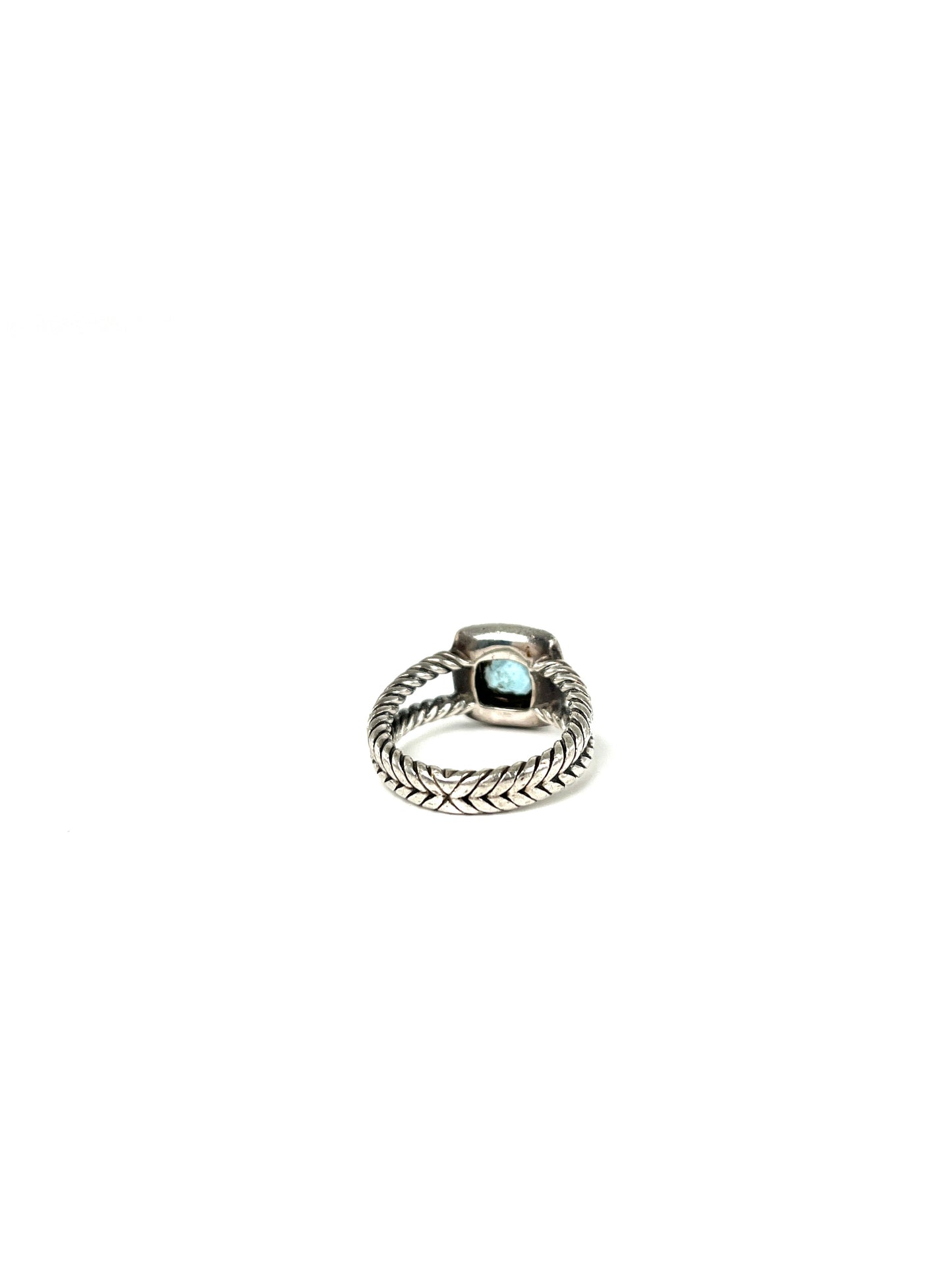 David Yurman Petite Albion Sterling Silver Black Diamond Topaz Cable Classic Ring 6