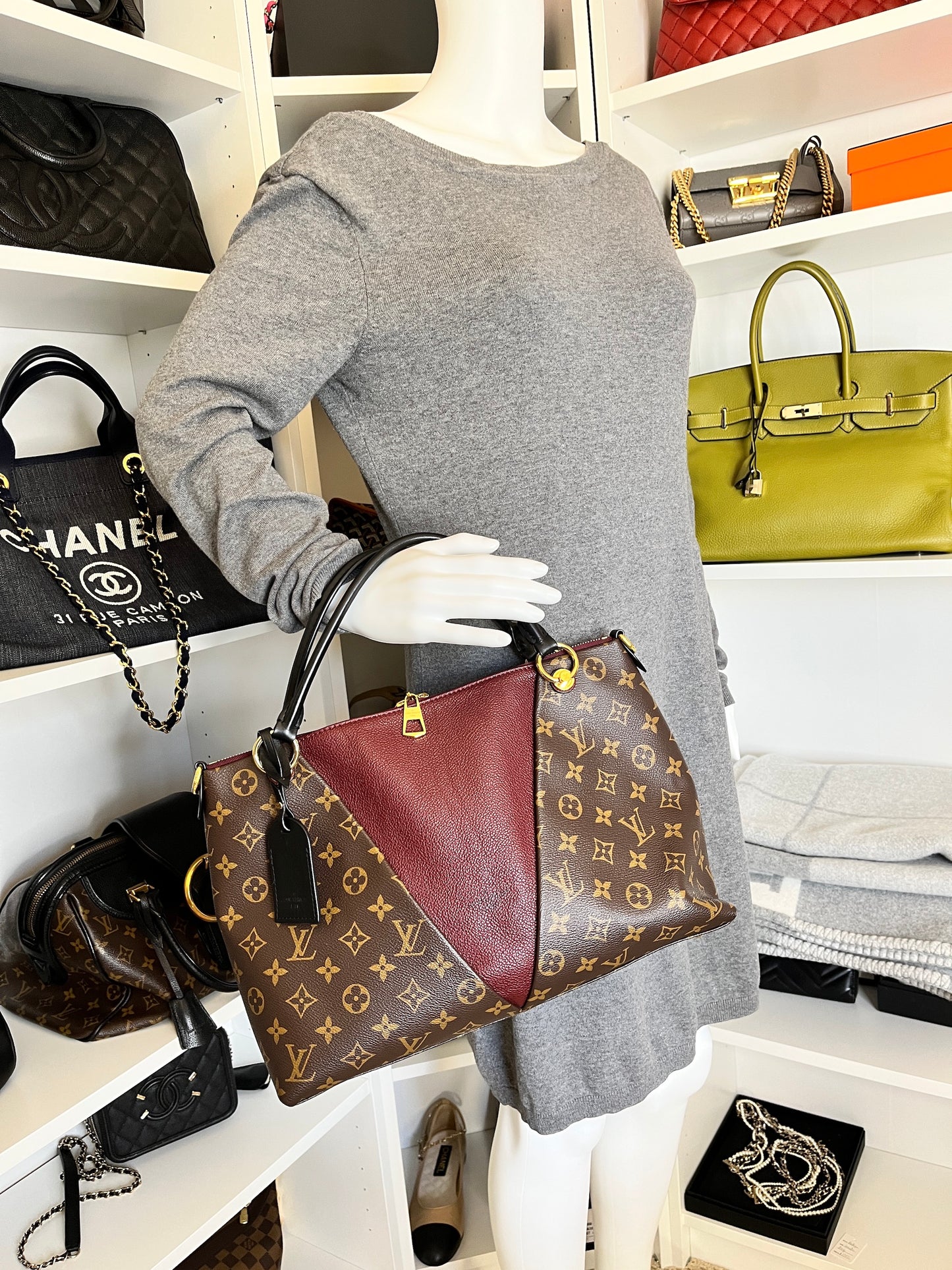 Louis Vuitton Monogram V MM Brown Bordeaux Tote Bag