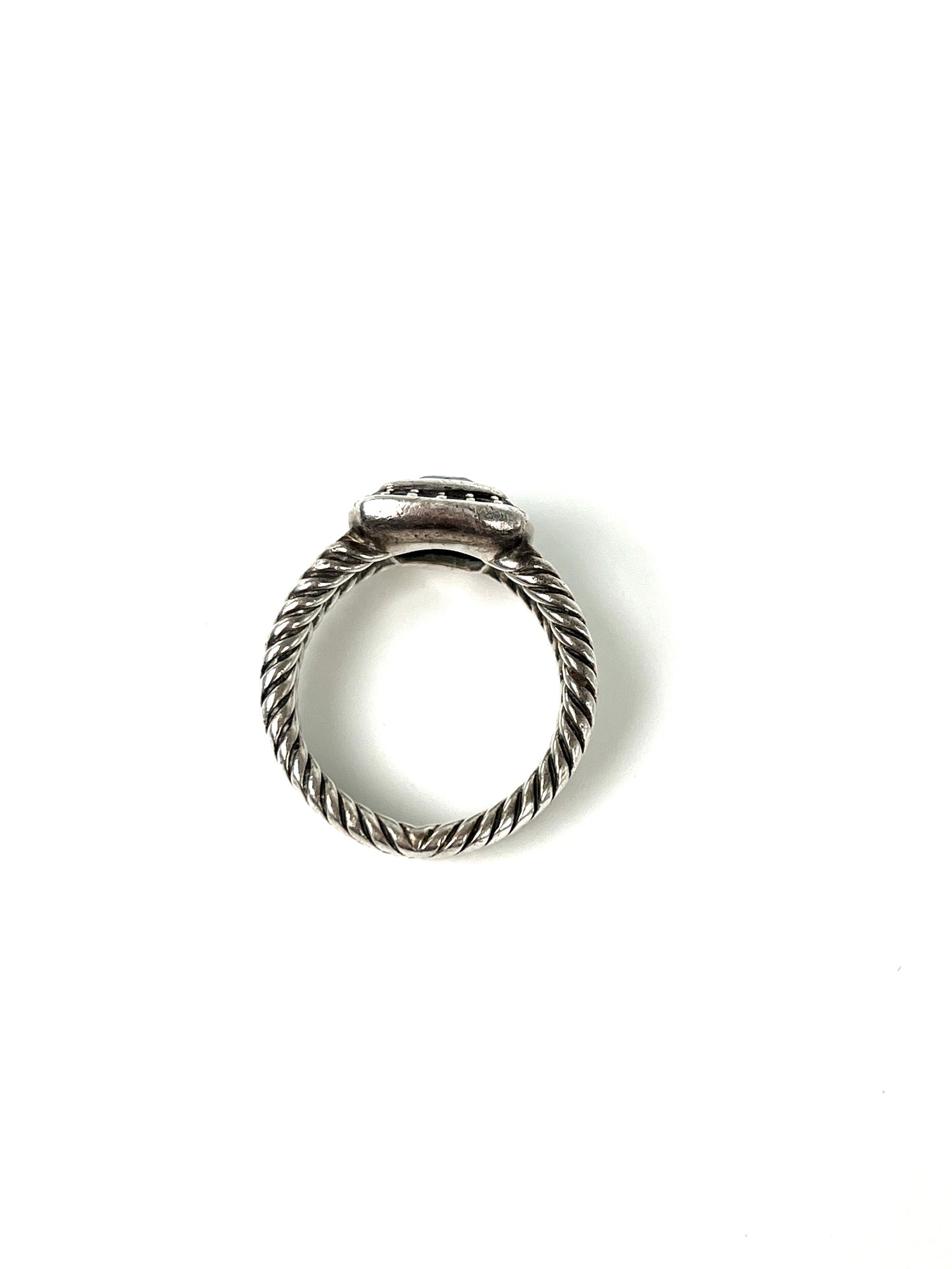 David Yurman Petite Albion Sterling Silver Black Diamond Topaz Cable Classic Ring 6