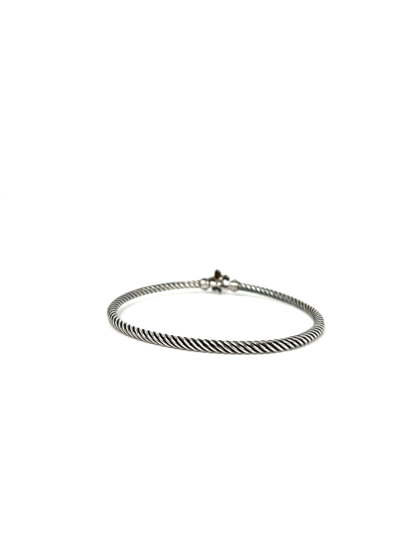 David Yurman Fleur de Lis Cable Collectibles Blackened Sterling Silver Diamond Cuff Bracelet