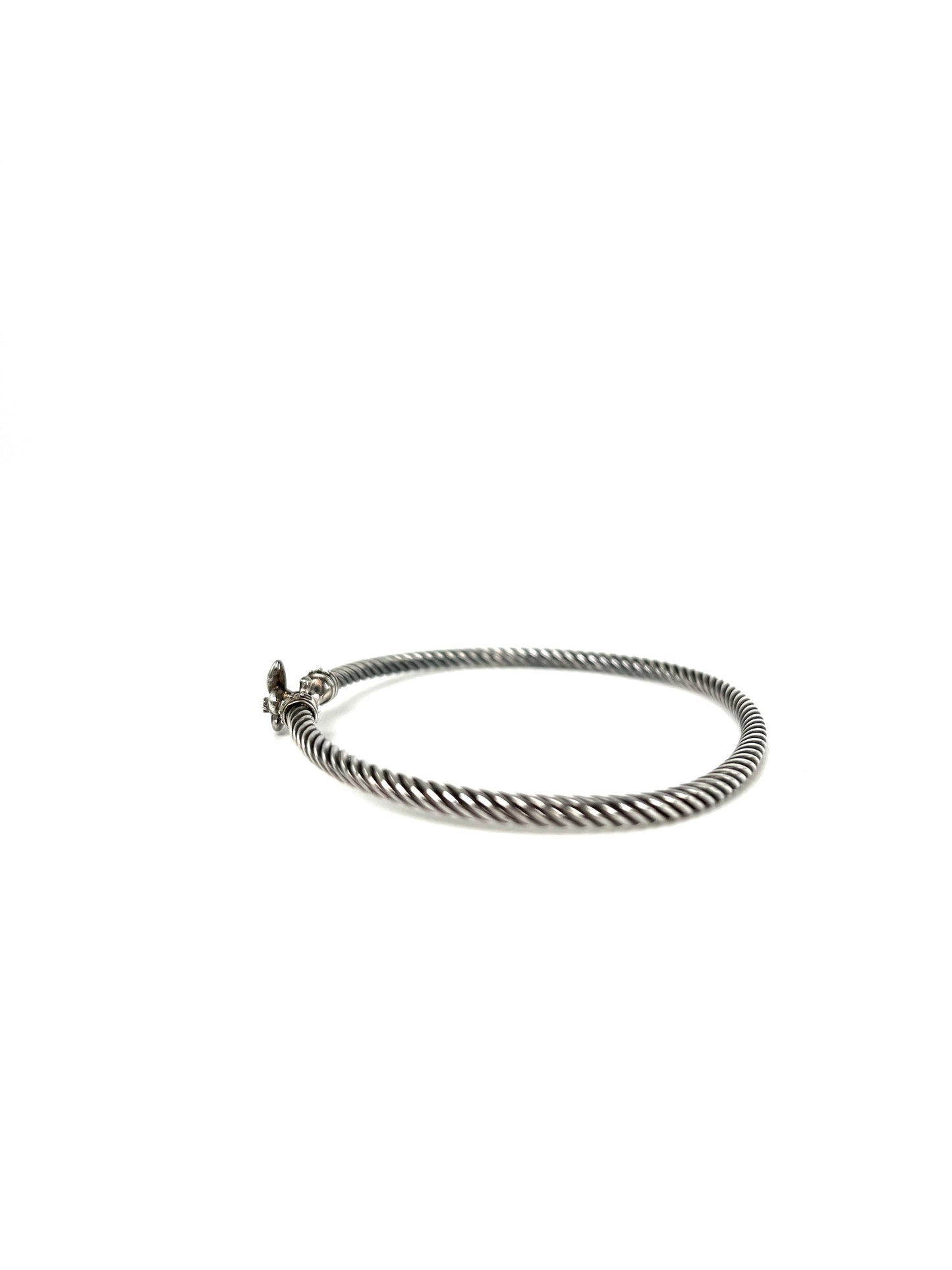 David Yurman Fleur de Lis Cable Collectibles Blackened Sterling Silver Diamond Cuff Bracelet