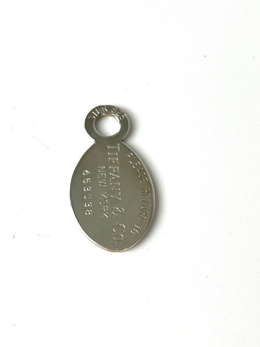 Tiffany & Co Oval Sterling Silver Return To Tag Charm Pendant