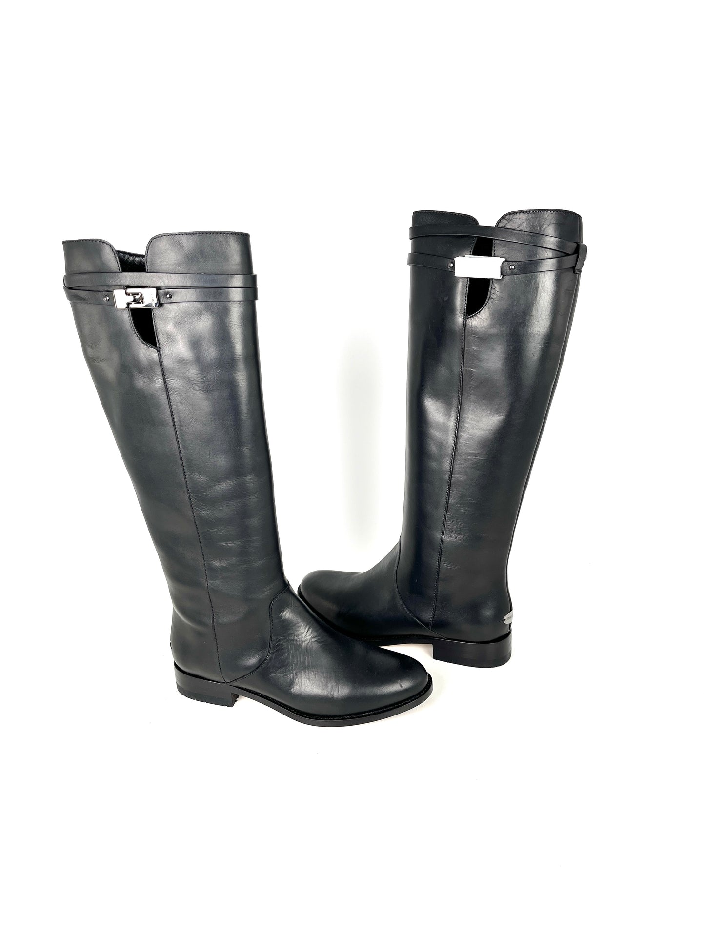 New Jimmy Choo Hyson Black Tall Knee Riding Boots 38, 7.5