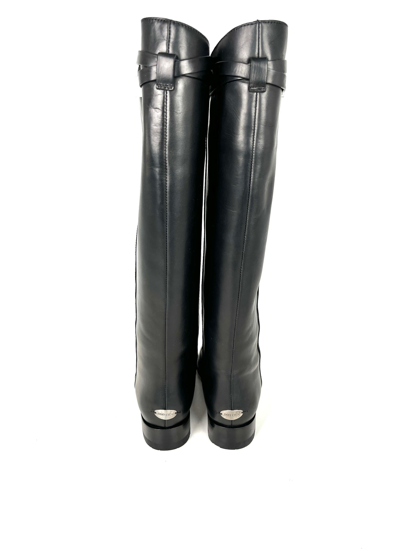 New Jimmy Choo Hyson Black Tall Knee Riding Boots 38, 7.5