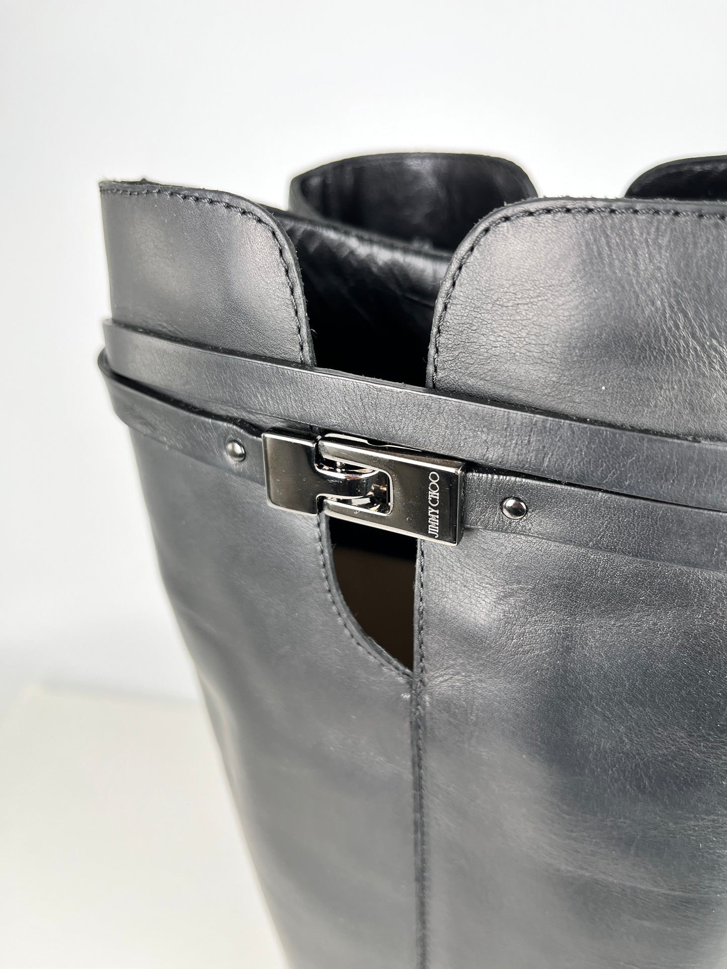New Jimmy Choo Hyson Black Tall Knee Riding Boots 38, 7.5
