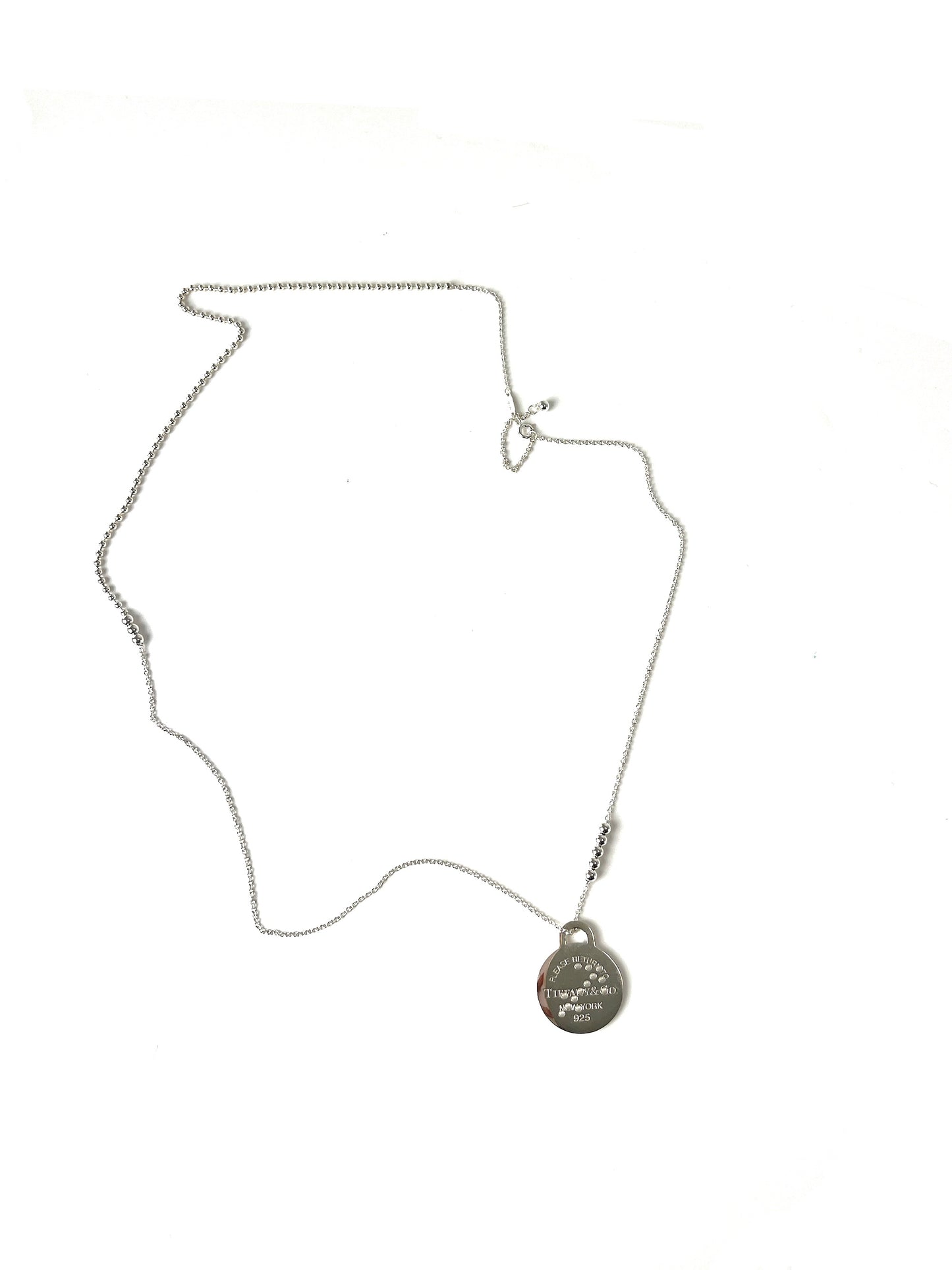 Tiffany & Co Round Zodiac Sagittarius Tag Silver Charm Pendant Necklace