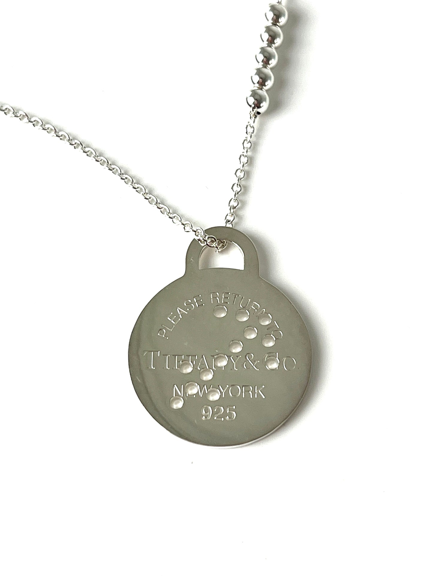 Tiffany & Co Round Zodiac Sagittarius Tag Silver Charm Pendant Necklace