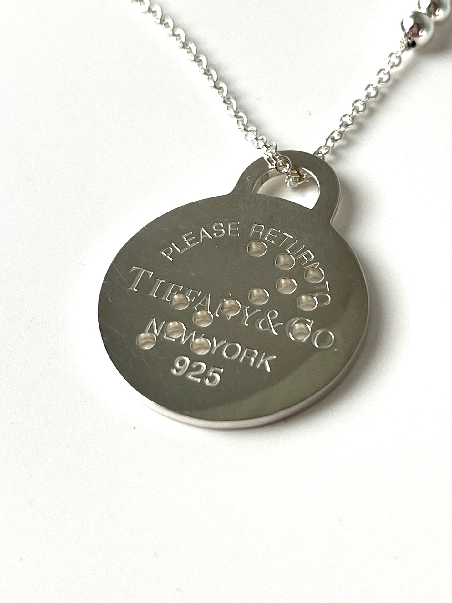 Tiffany & Co Round Zodiac Sagittarius Tag Silver Charm Pendant Necklace