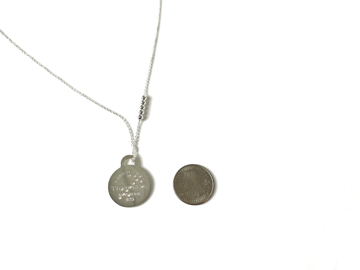 Tiffany & Co Round Zodiac Sagittarius Tag Silver Charm Pendant Necklace