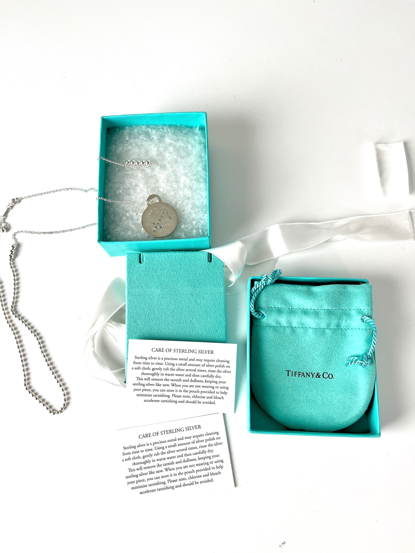 Tiffany & Co Round Zodiac Sagittarius Tag Silver Charm Pendant Necklace