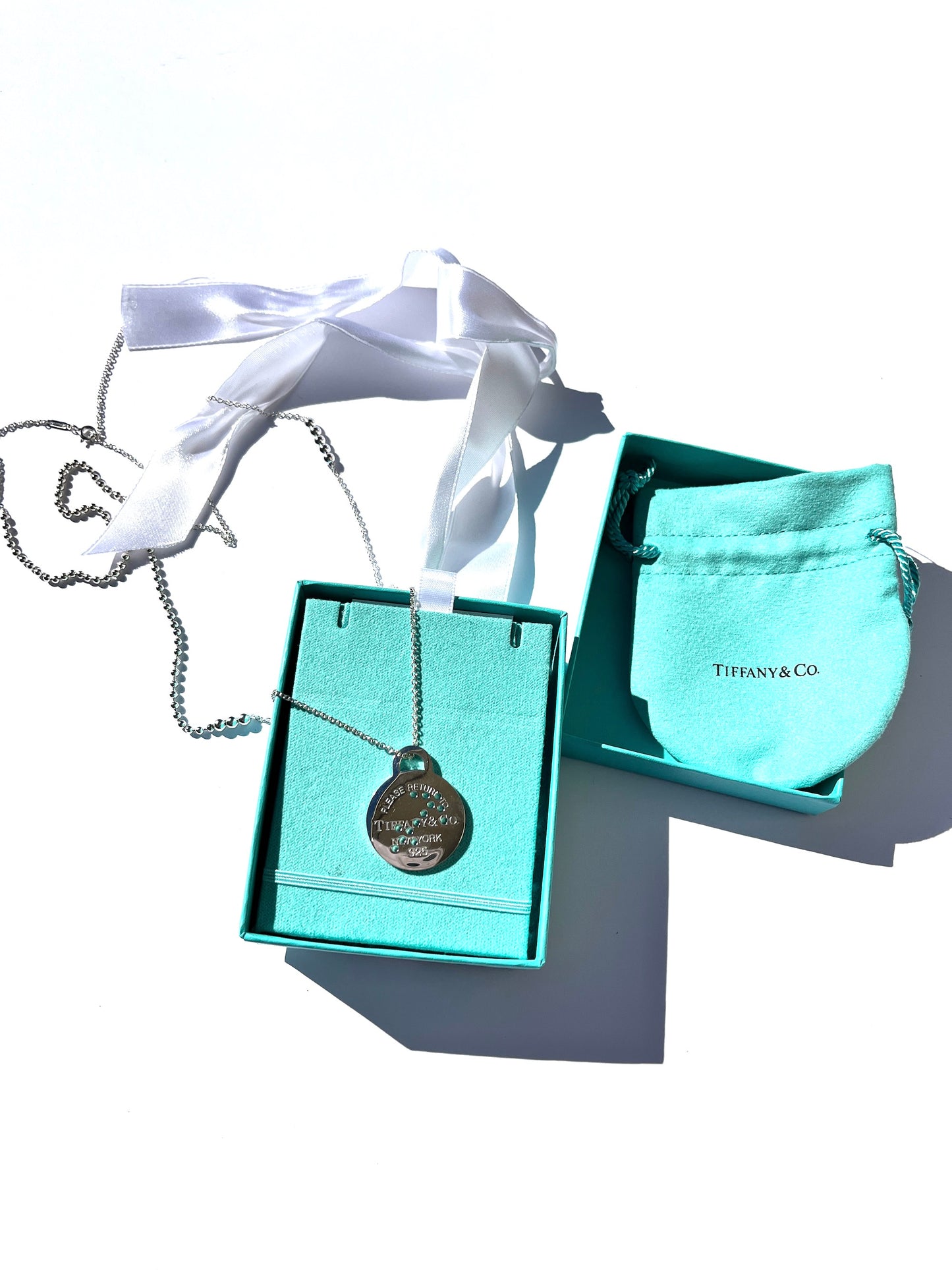 Tiffany & Co Round Zodiac Sagittarius Tag Silver Charm Pendant Necklace