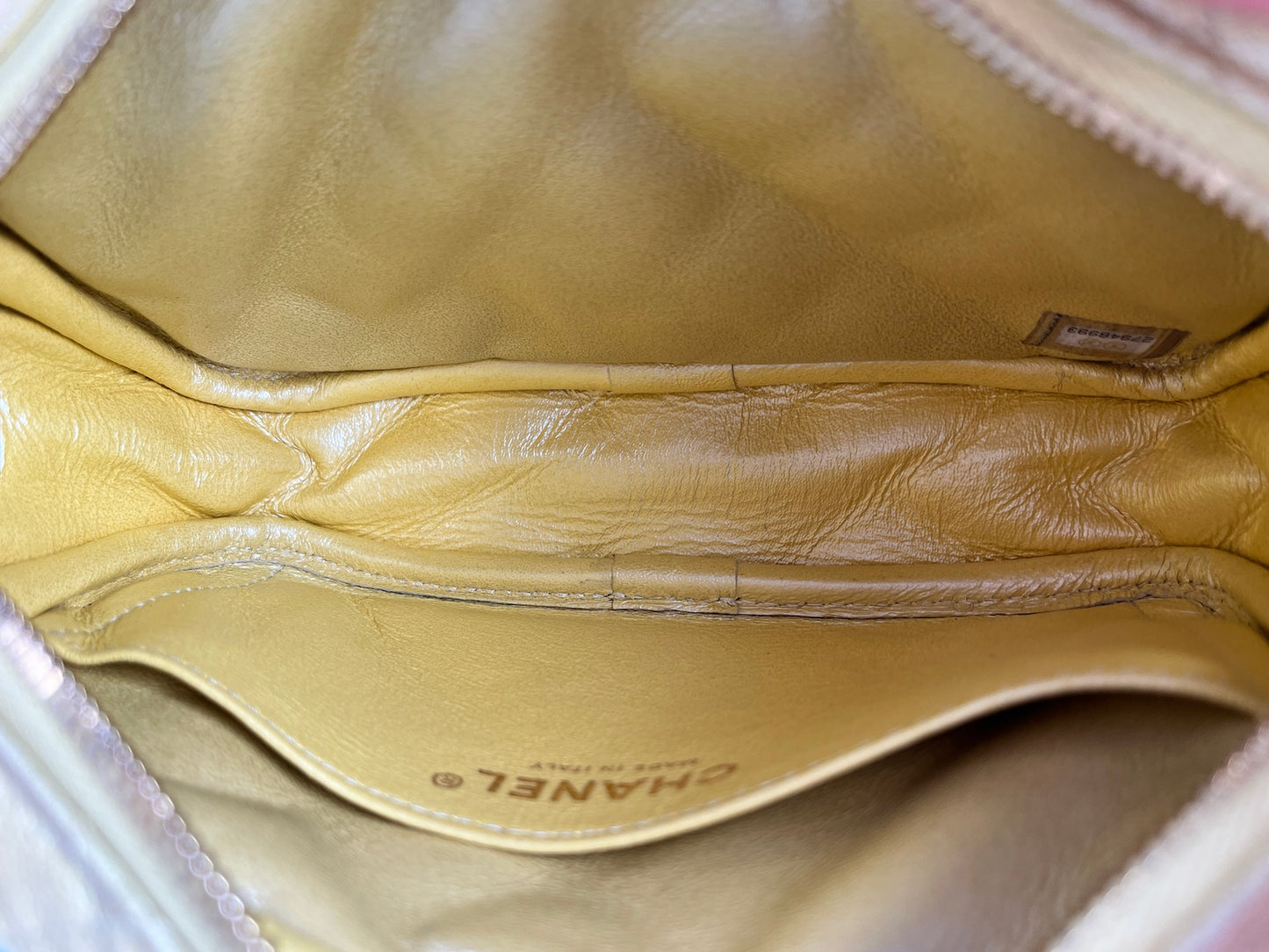 CHANEL Iridescent Yellow Caviar Leather Camera Case Crossbody Bag
