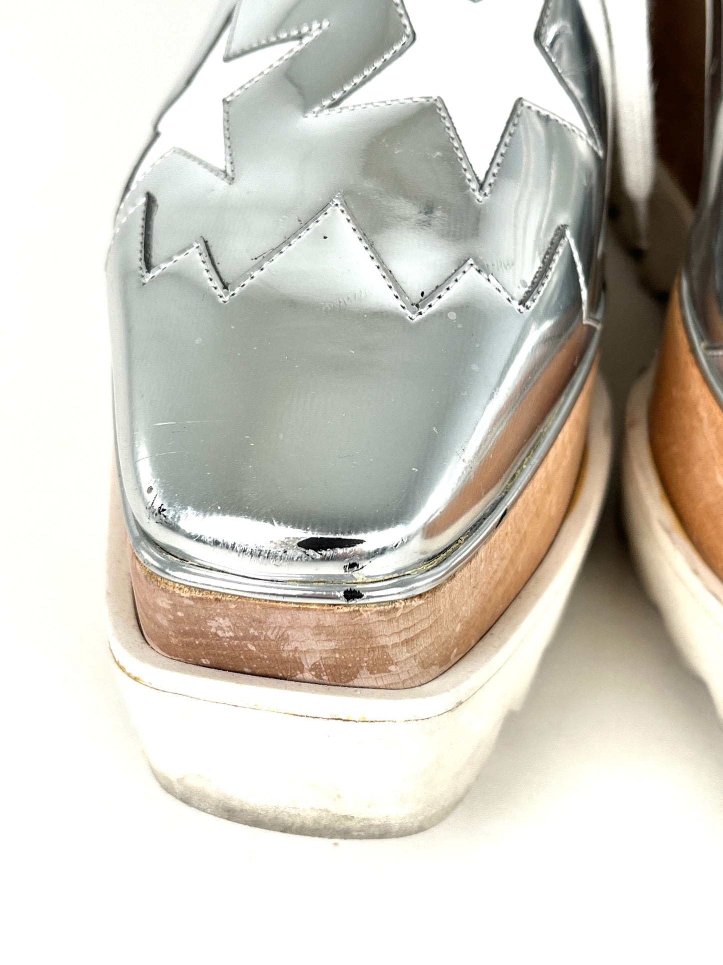 Stella McCartney Platform Silver White Star Sneakers 38 8
