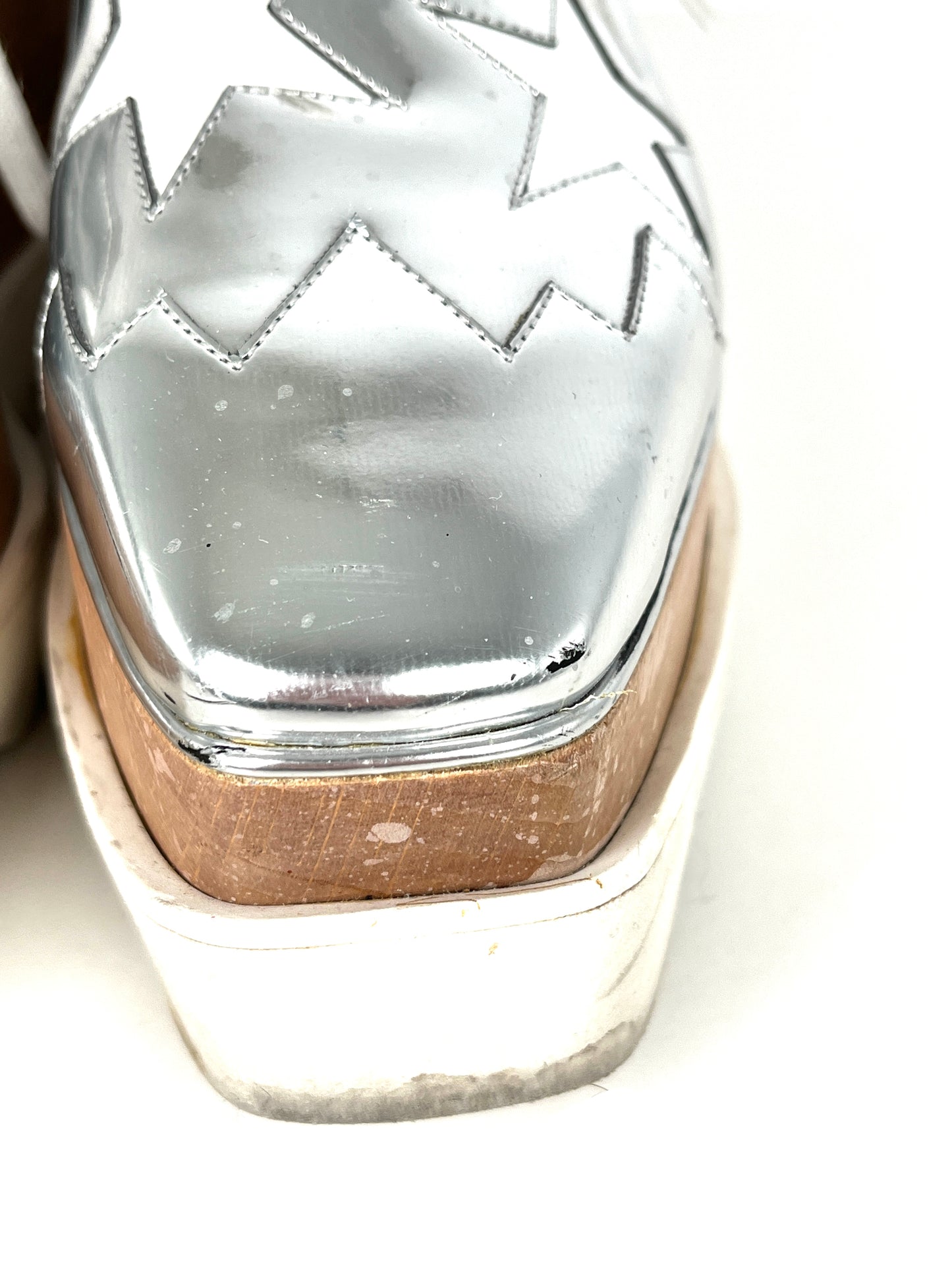 Stella McCartney Platform Silver White Star Sneakers 38 8
