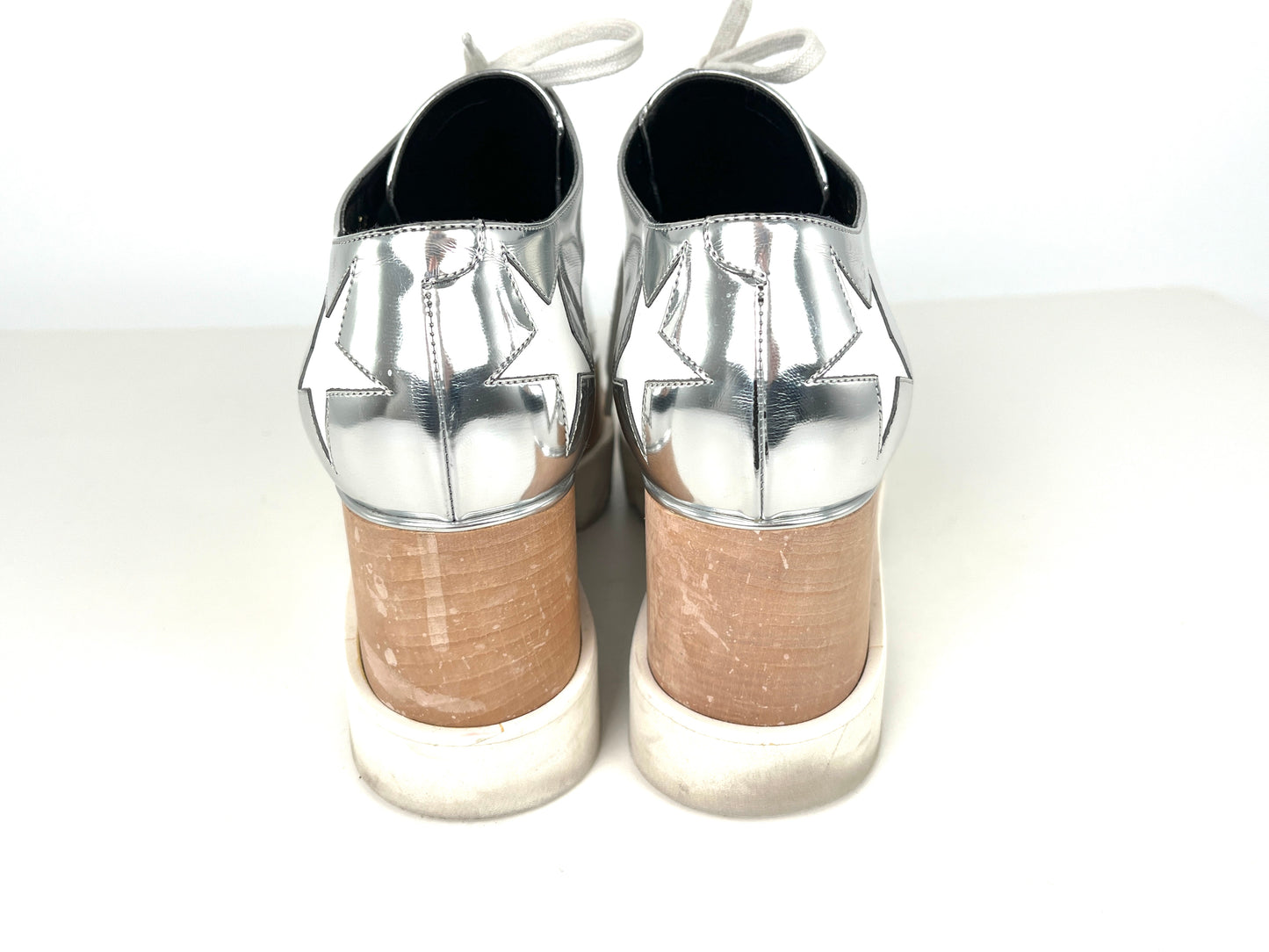 Stella McCartney Platform Silver White Star Sneakers 38 8