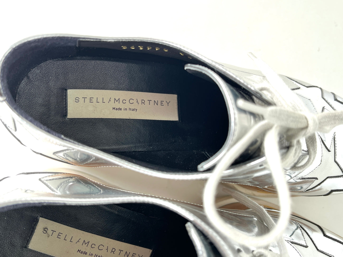 Stella McCartney Platform Silver White Star Sneakers 38 8