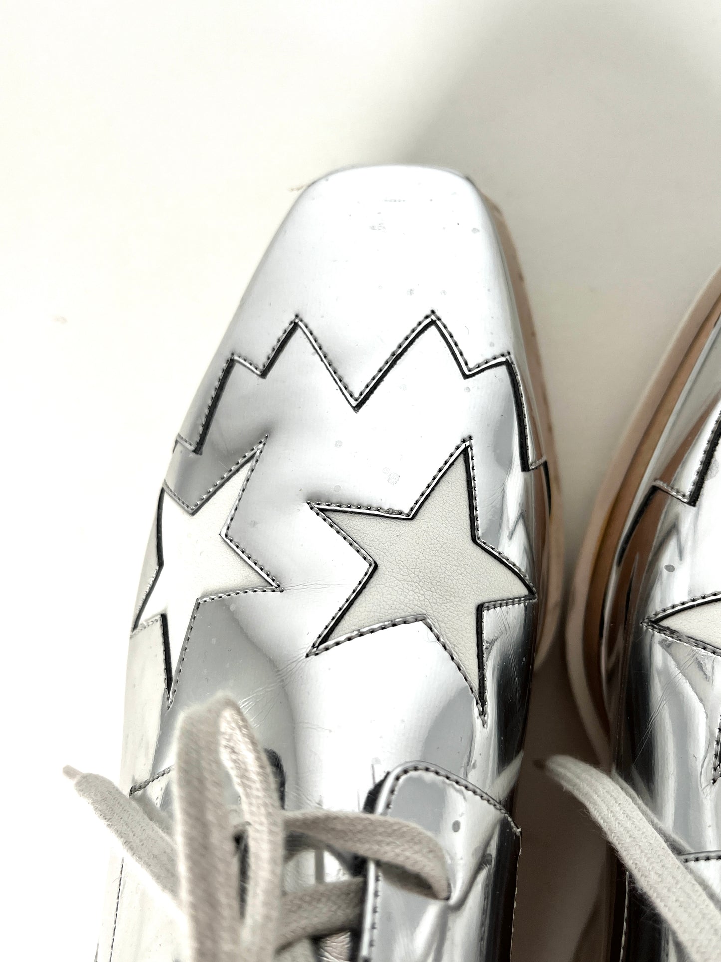 Stella McCartney Platform Silver White Star Sneakers 38 8