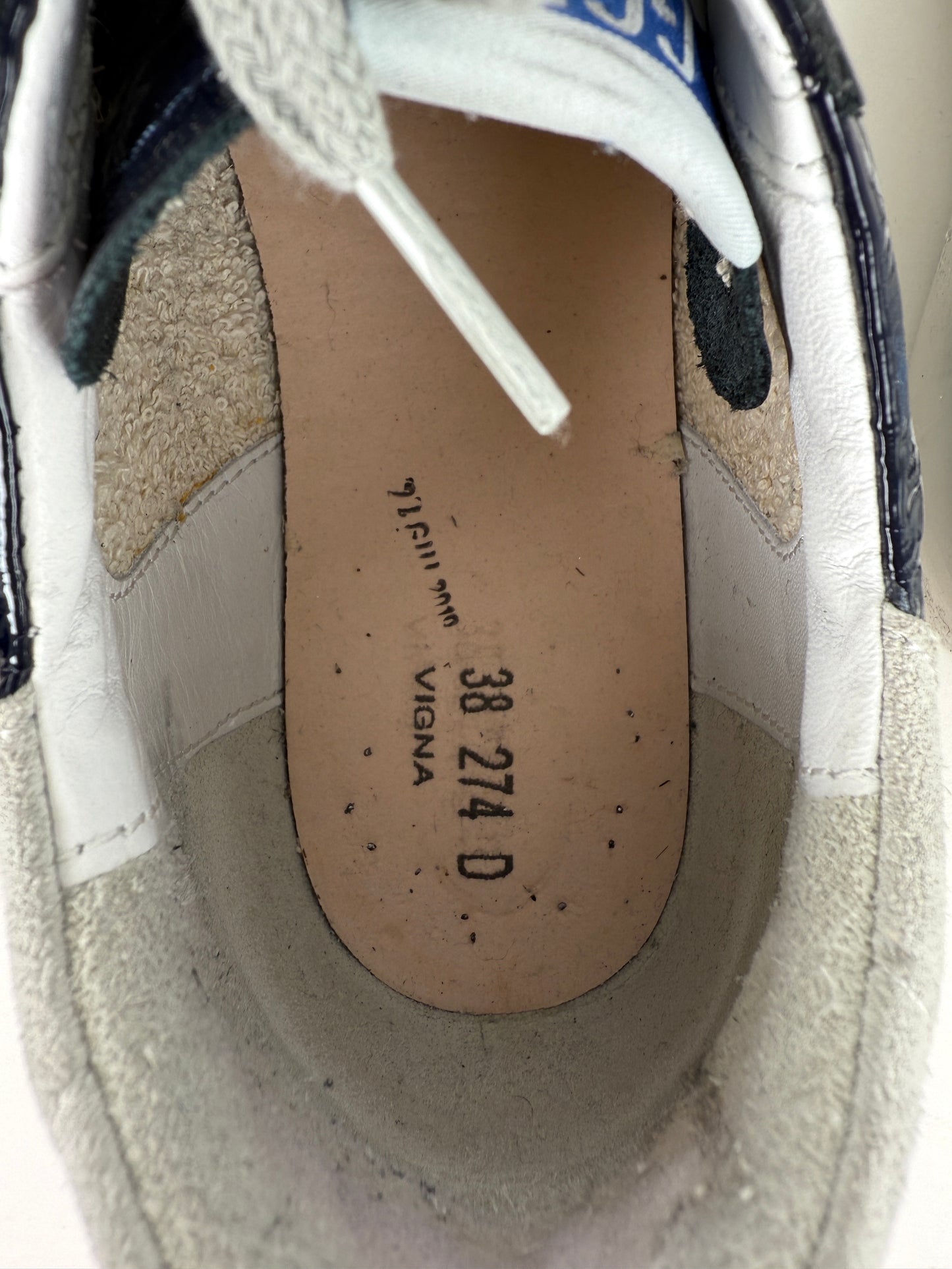 GOLDEN GOOSE Superstar Navy Blue Patent Gray Sneakers 38, 8