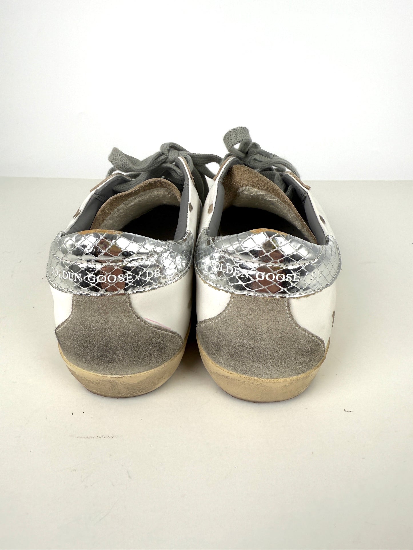 GOLDEN GOOSE Superstar White Silver Gray Sneakers 38, 8