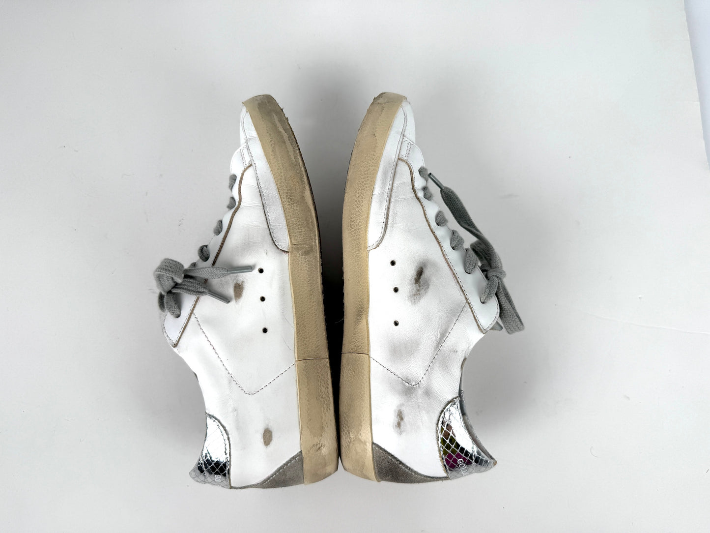 GOLDEN GOOSE Superstar White Silver Gray Sneakers 38, 8