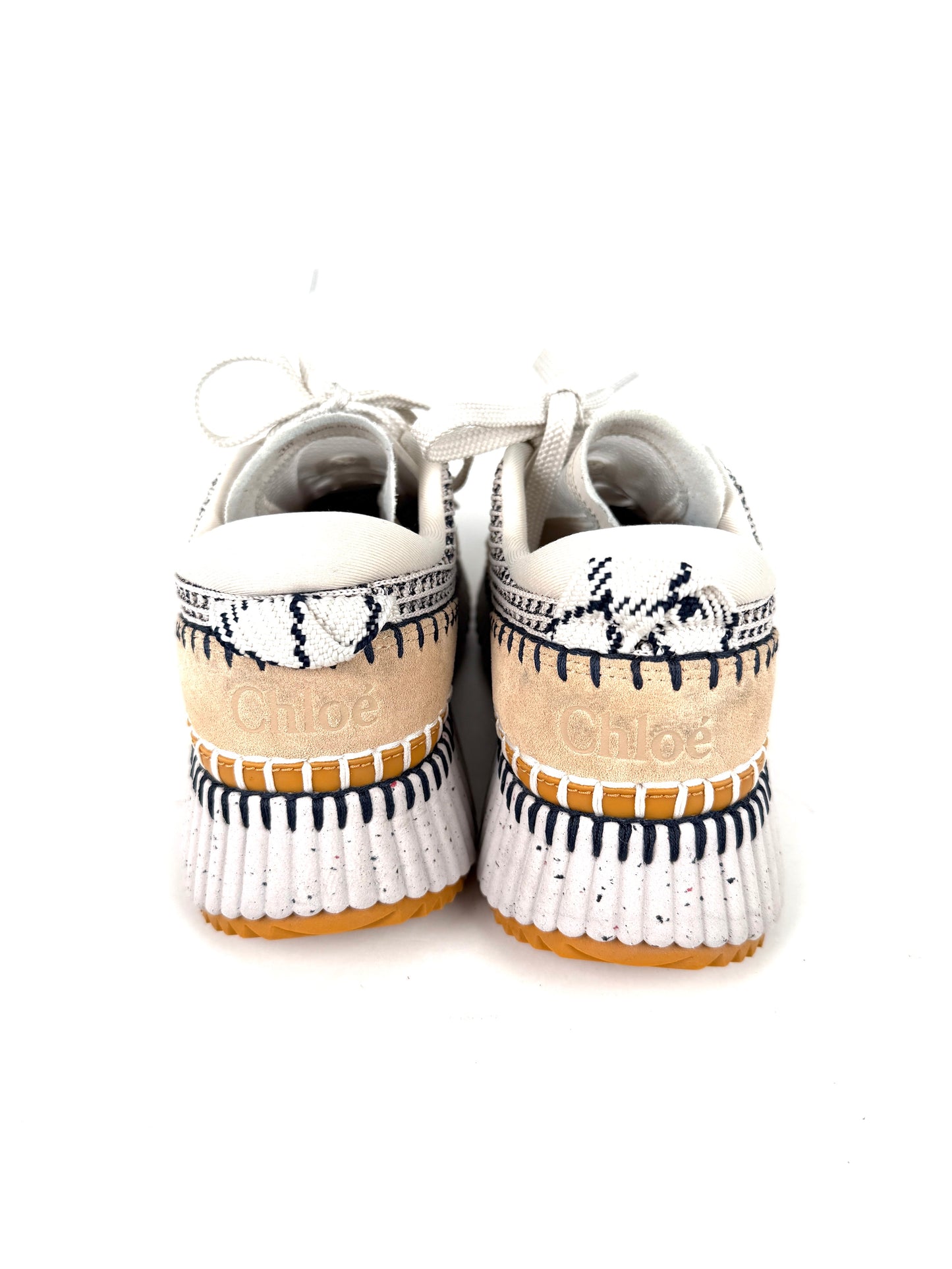 CHLOE Nama Stitch Walking Beige Biscotti Sneakers 38, 7.5