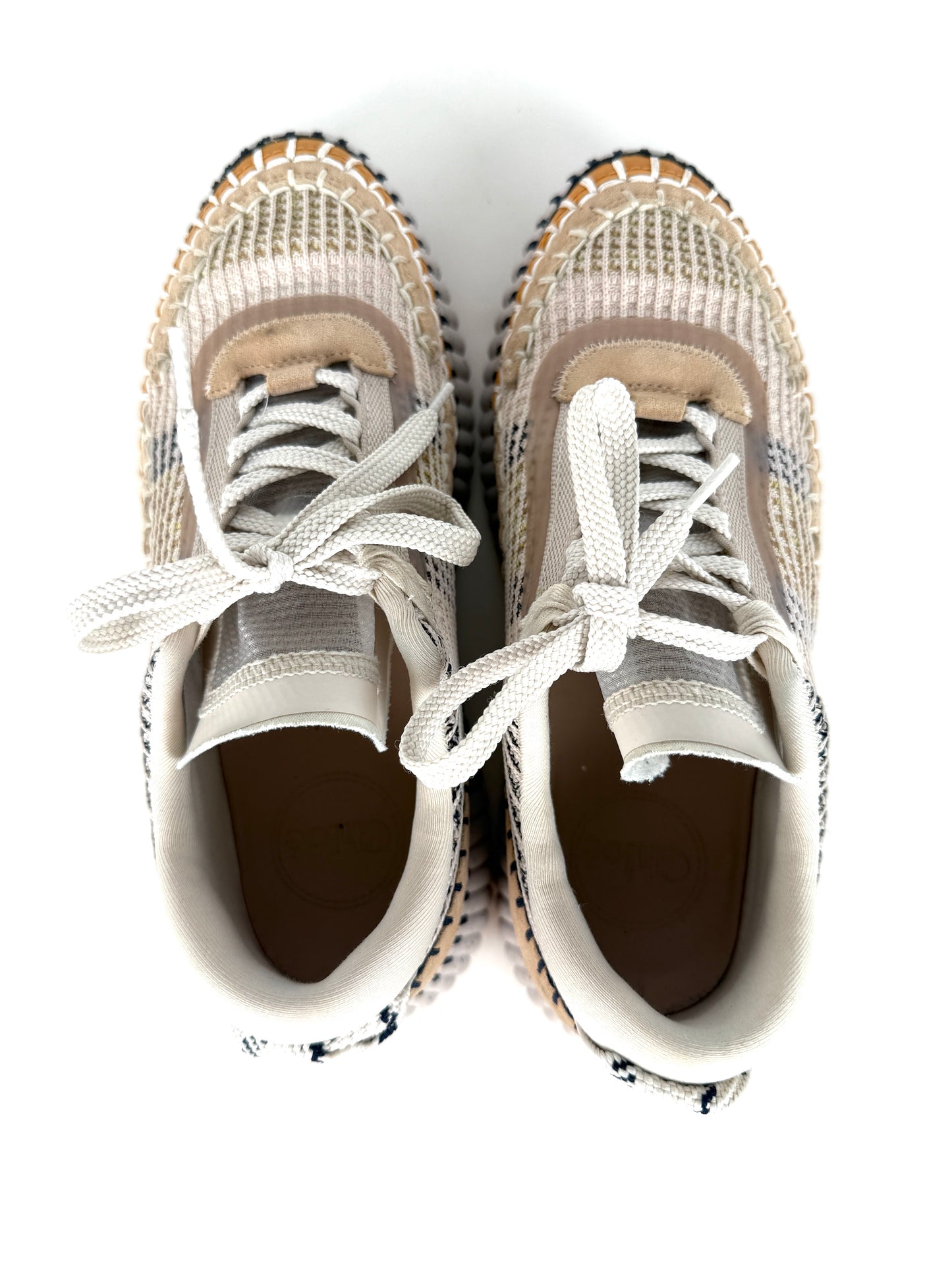 CHLOE Nama Stitch Walking Beige Biscotti Sneakers 38, 7.5