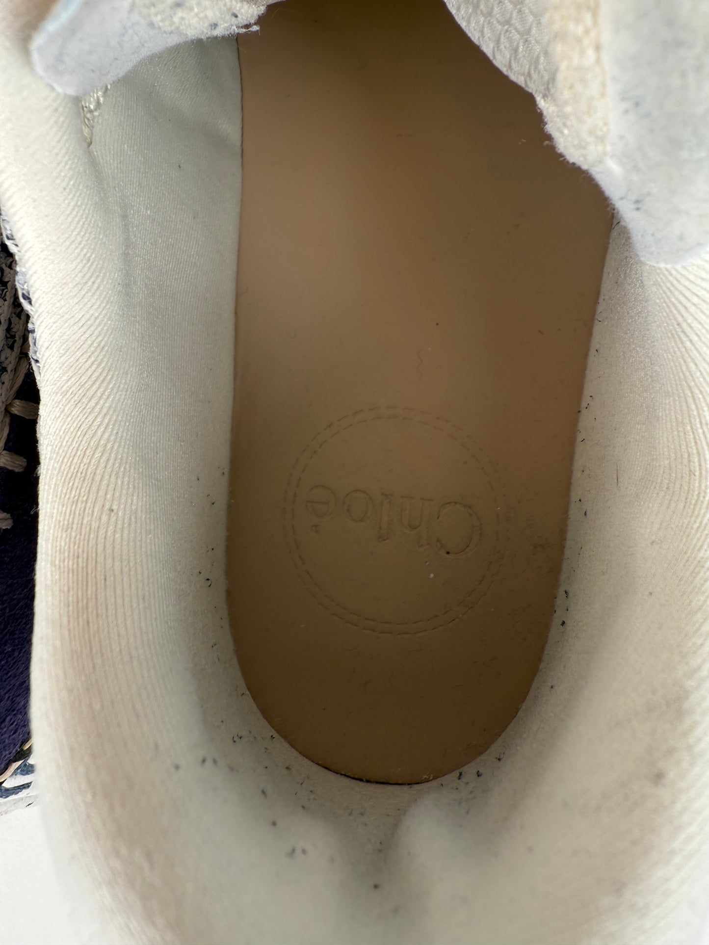 CHLOE Nama Stitch Walking Beige Cosmic Blue Sneakers 38, 7.5