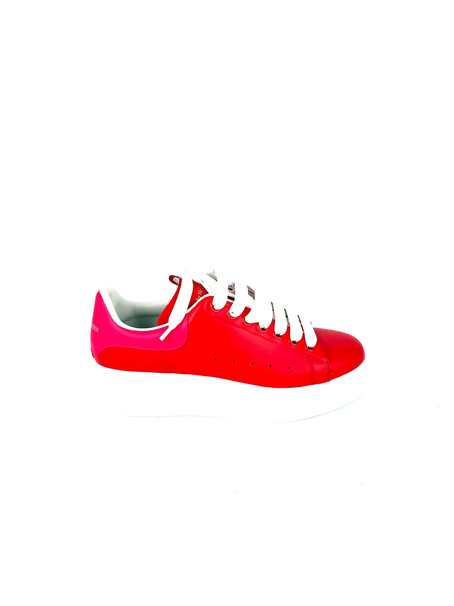 New Alexander McQueen Larry Red Pink Leather Sneakers 38, 8