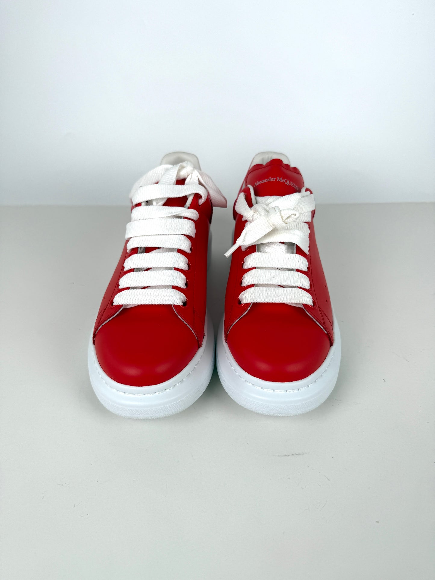 New Alexander McQueen Larry Red Pink Leather Sneakers 38, 8