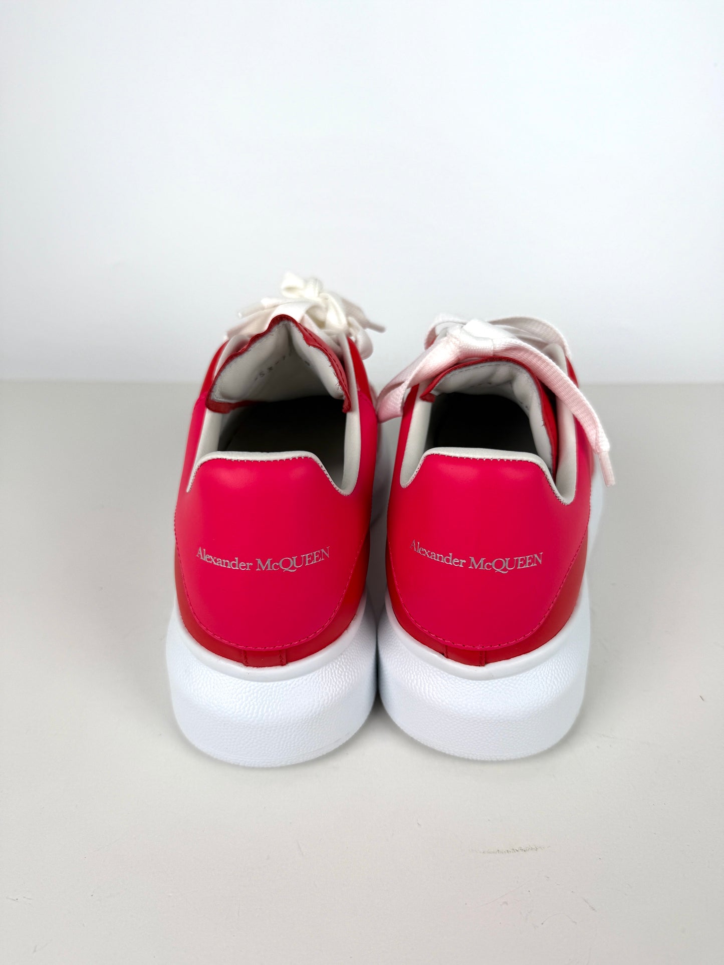 New Alexander McQueen Larry Red Pink Leather Sneakers 38, 8
