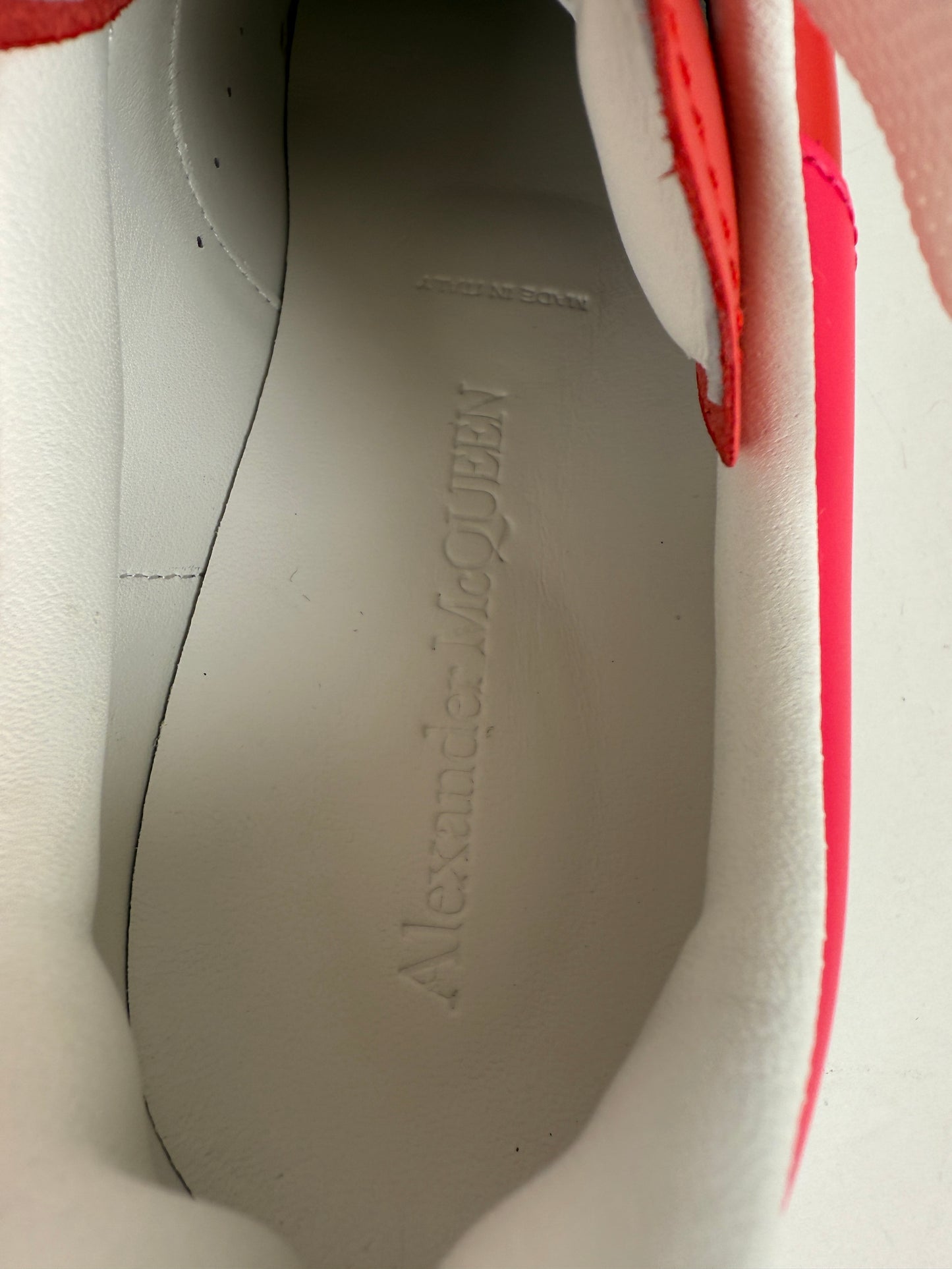 New Alexander McQueen Larry Red Pink Leather Sneakers 38, 8