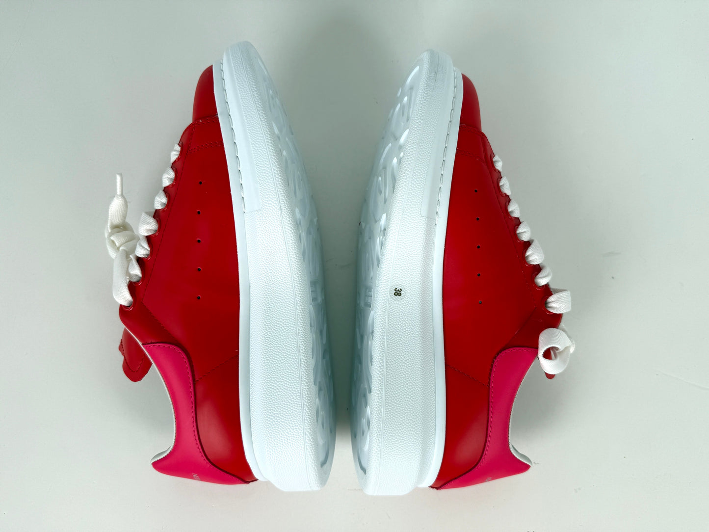 New Alexander McQueen Larry Red Pink Leather Sneakers 38, 8