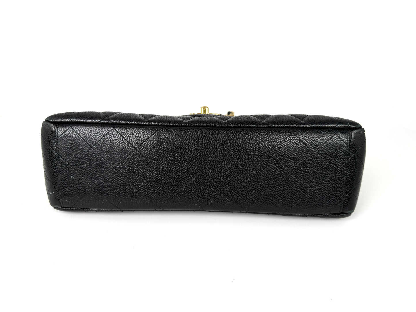 CHANEL Maxi Jumbo Classic Black Caviar Quilted Gold Hardware Single Flap Shoulder Crossbody Bag