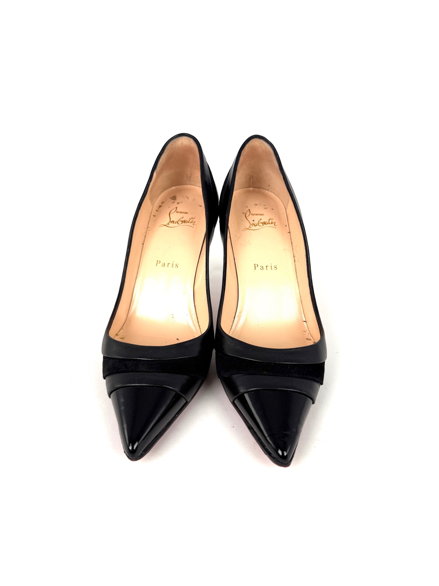 Christian Louboutin Mixed Leather Pointed Toe Heel Pumps 38, 7.5