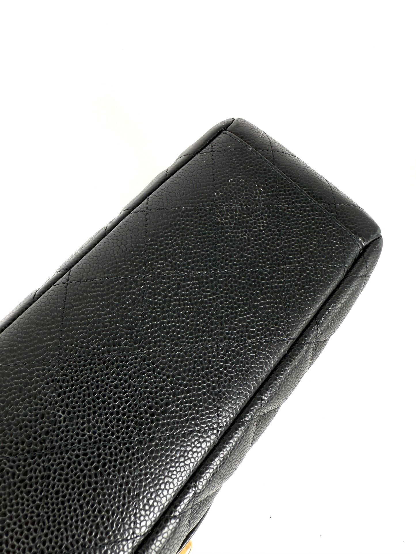 CHANEL Maxi Jumbo Classic Black Caviar Quilted Gold Hardware Single Flap Shoulder Crossbody Bag