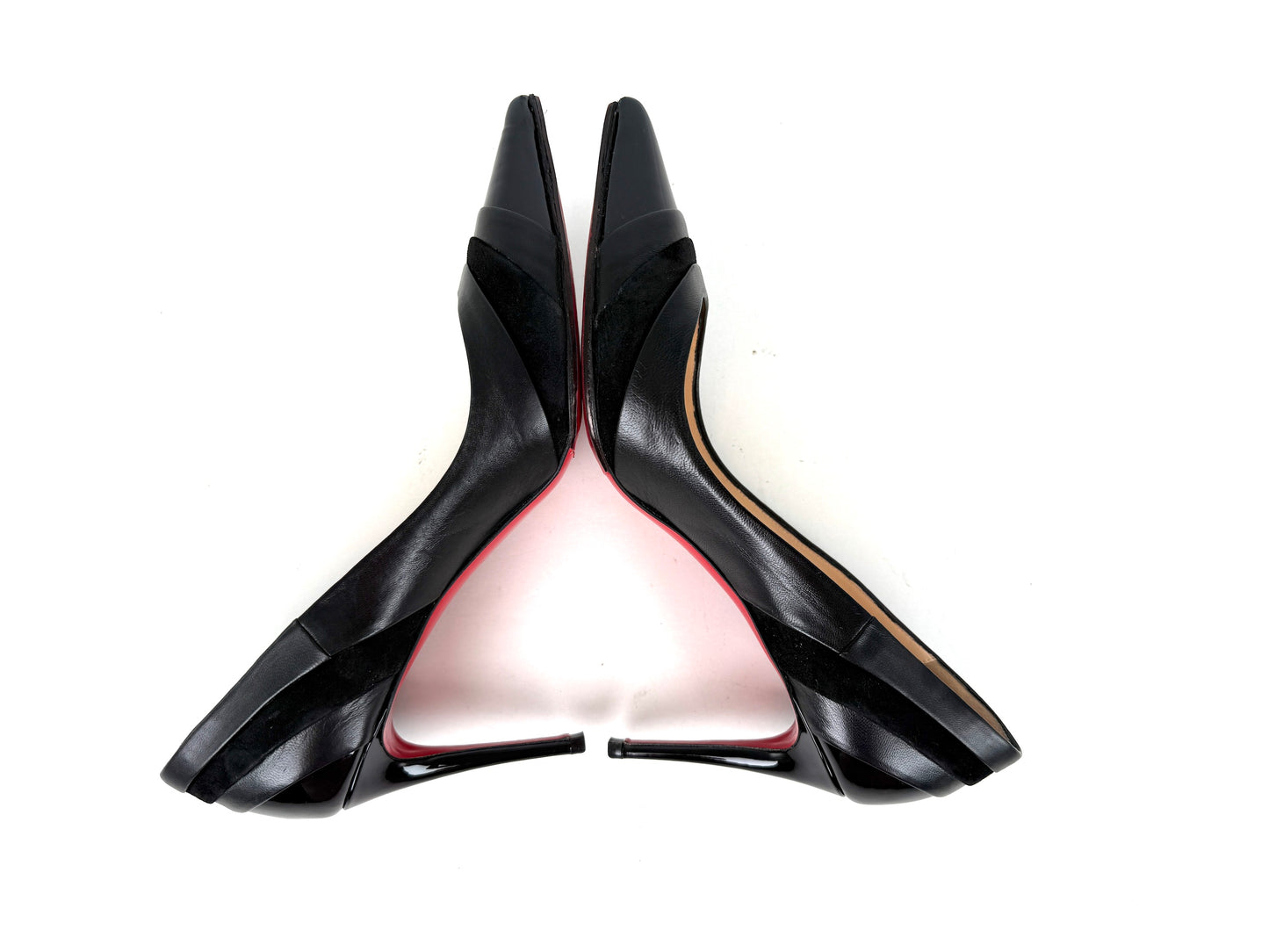 Christian Louboutin Mixed Leather Pointed Toe Heel Pumps 38, 7.5