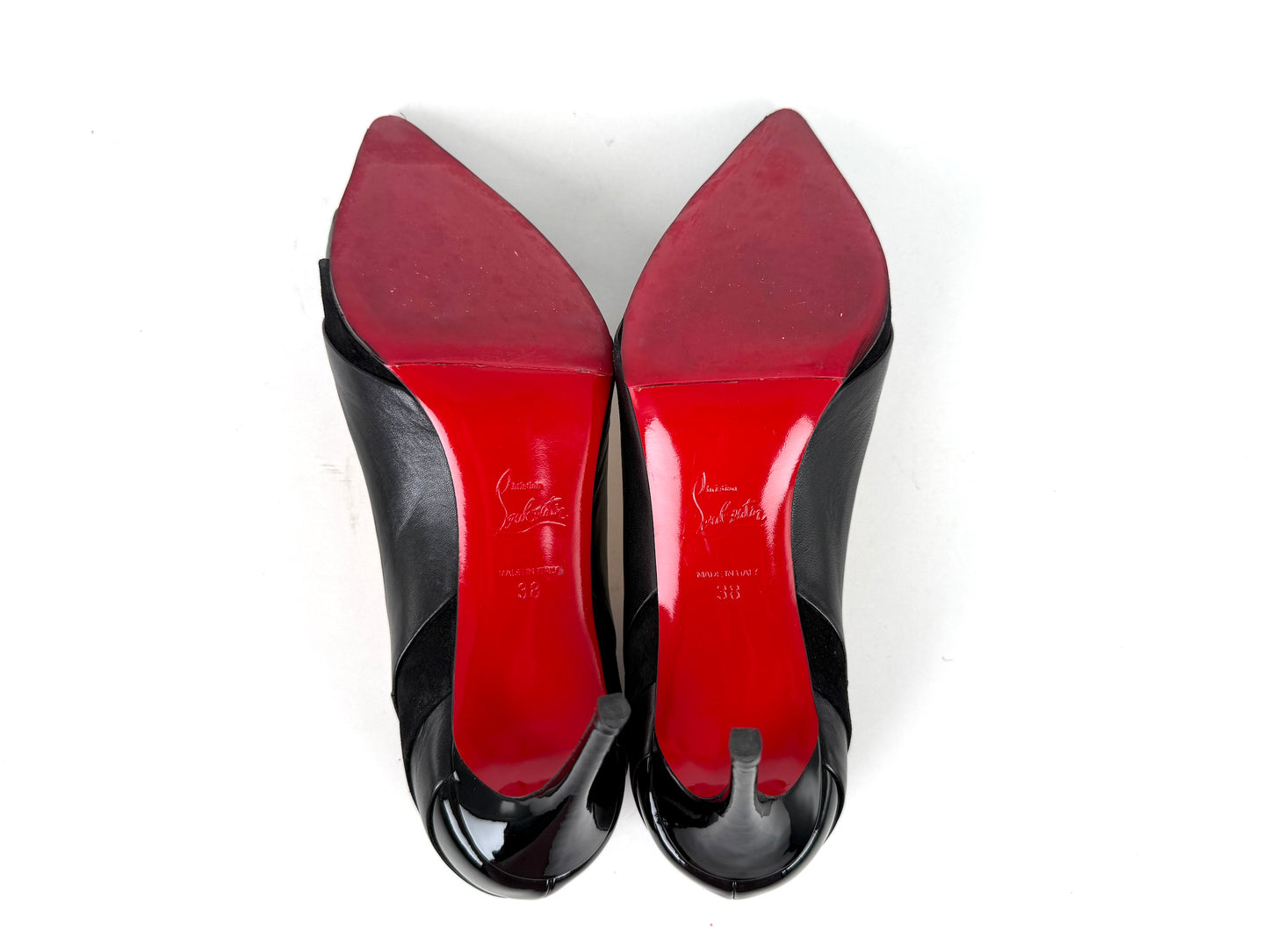 Christian Louboutin Mixed Leather Pointed Toe Heel Pumps 38, 7.5