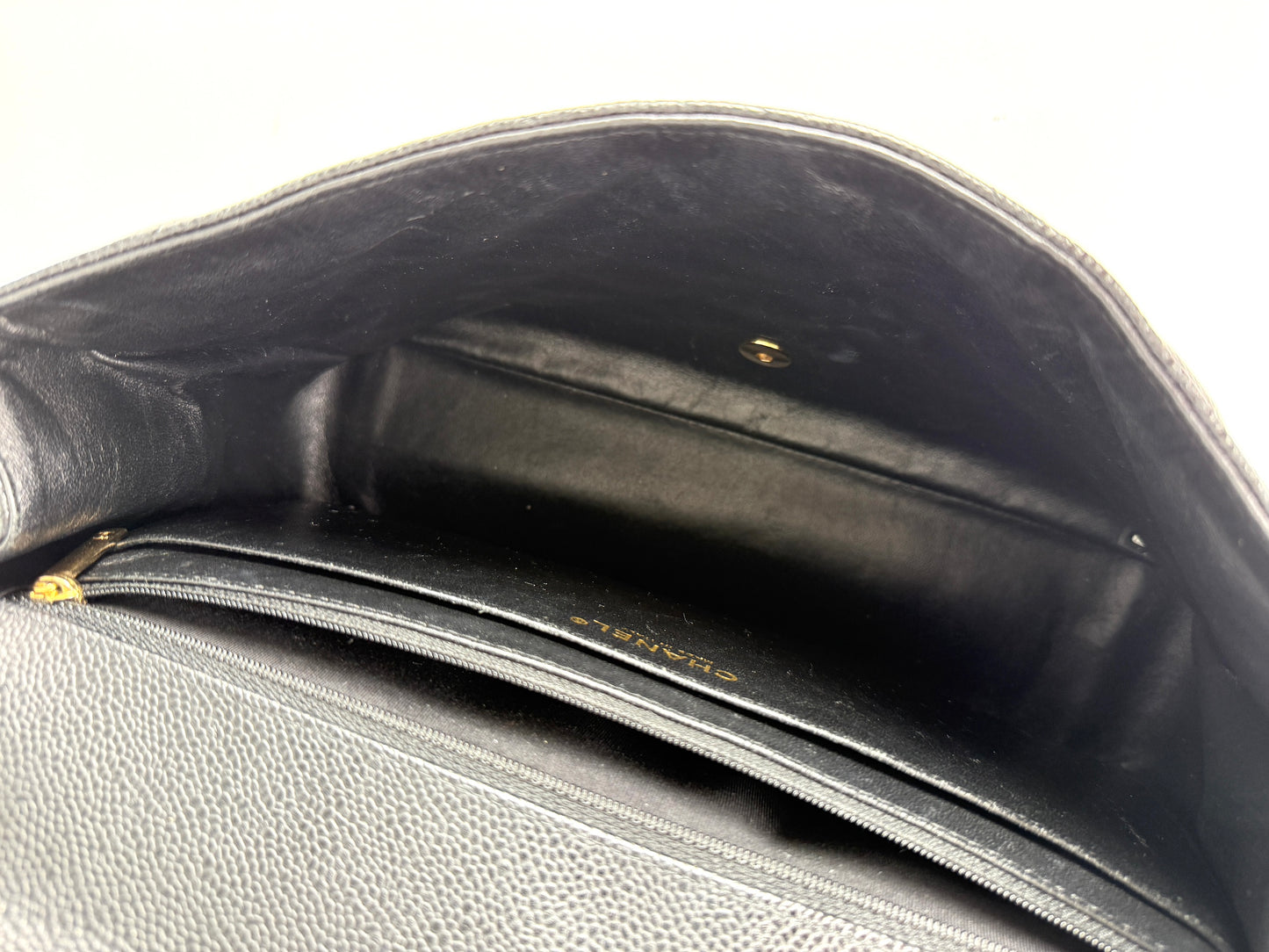 CHANEL Maxi Jumbo Classic Black Caviar Quilted Gold Hardware Single Flap Shoulder Crossbody Bag