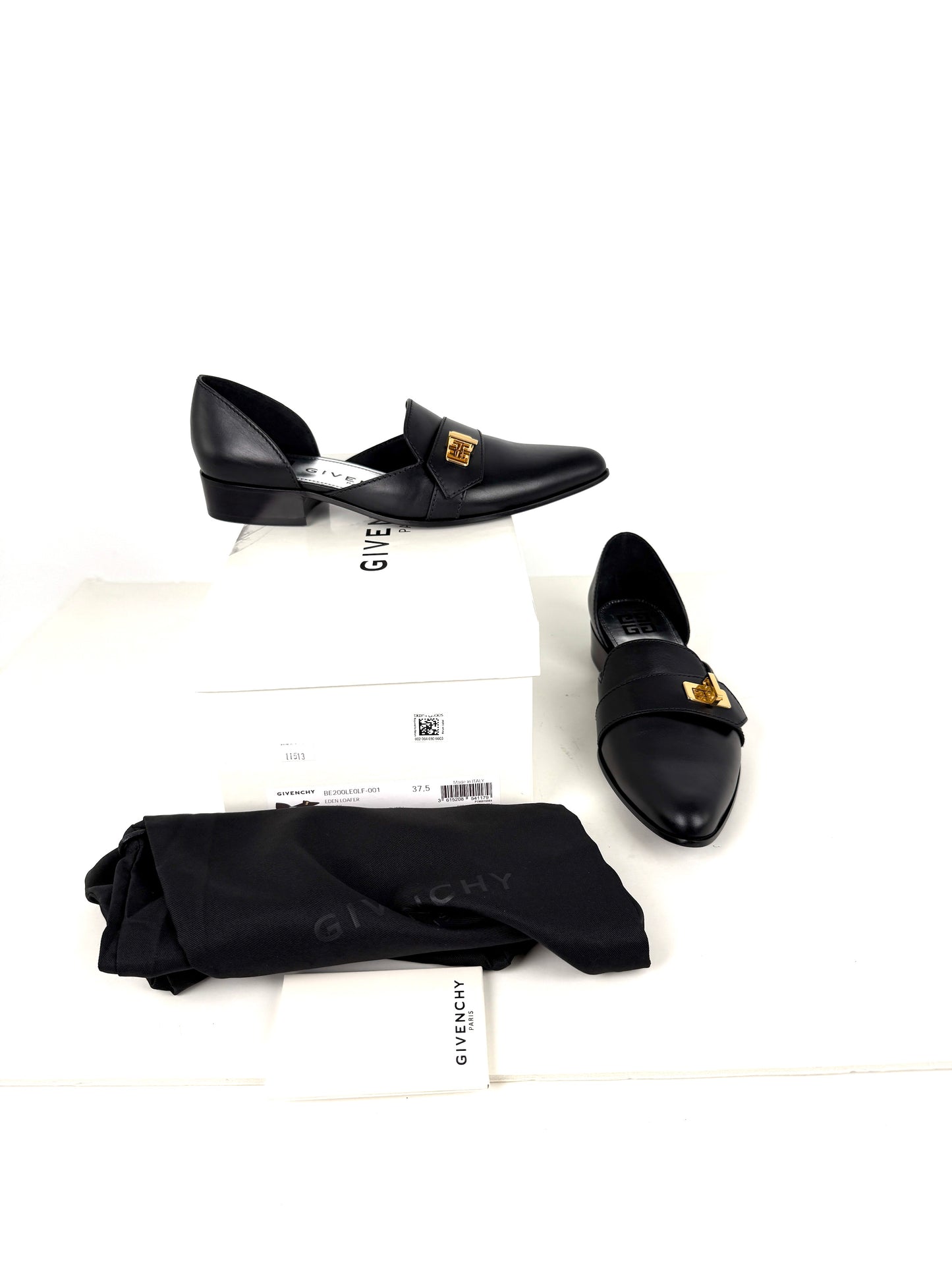 New Givenchy Black Eden D’Orsay Loafer Flats 37.5, 7.5