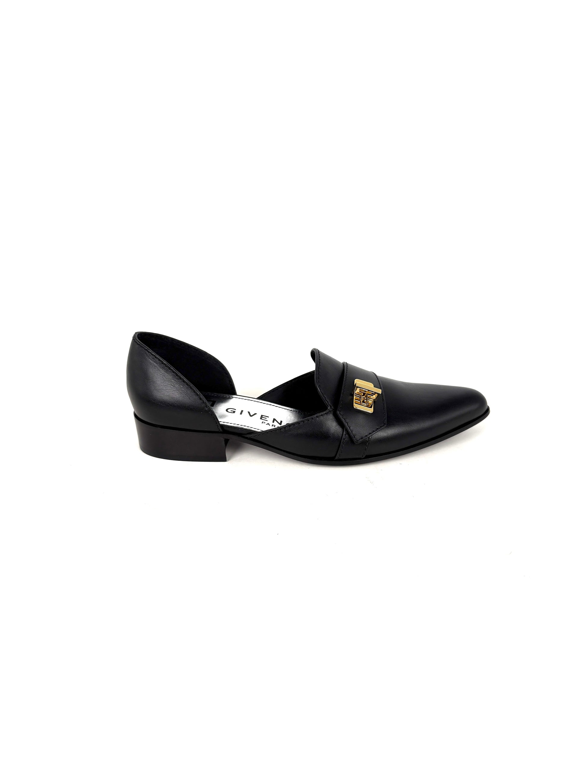 New Givenchy Black Eden D’Orsay Loafer Flats 37.5, 7.5