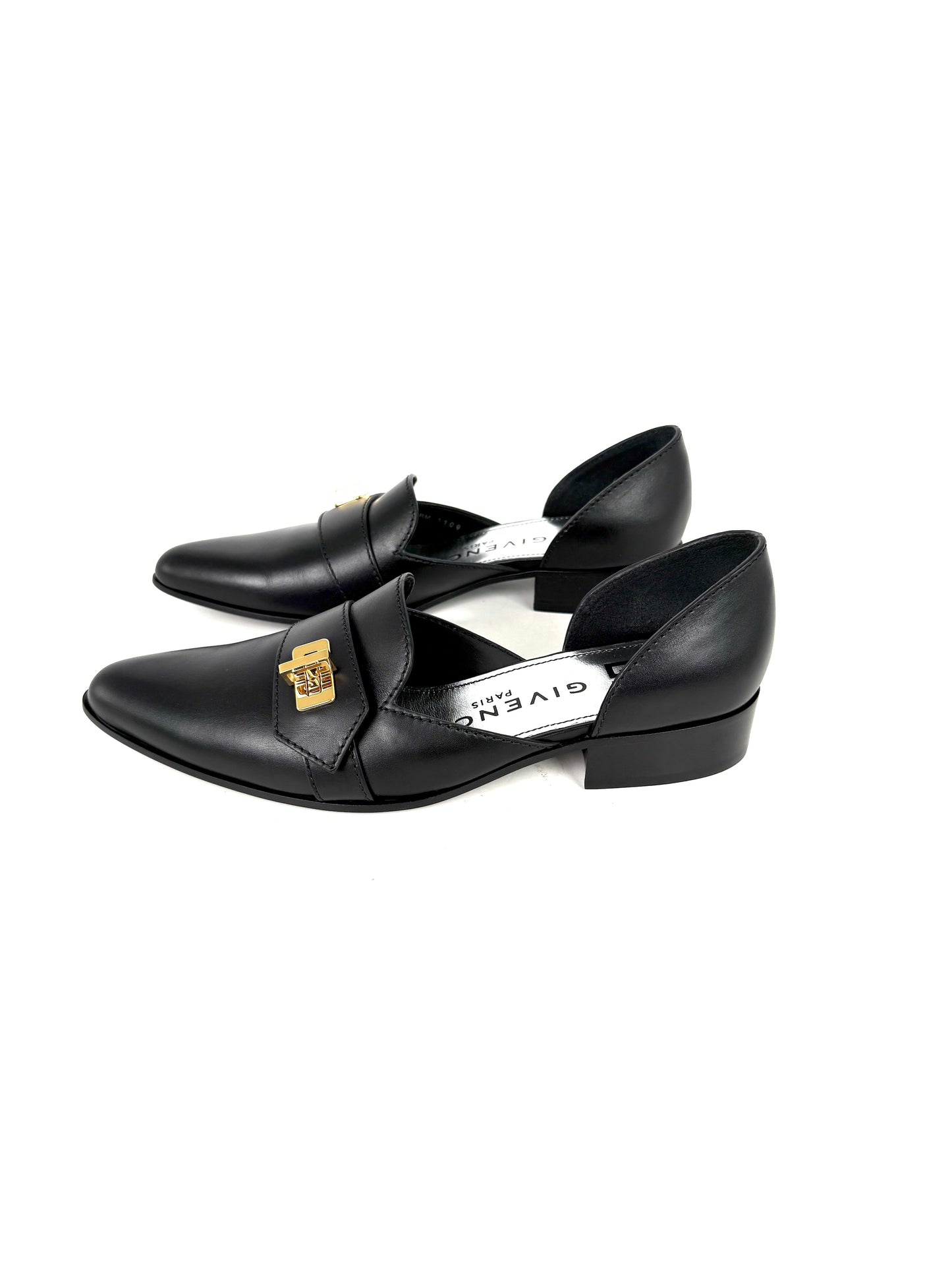 New Givenchy Black Eden D’Orsay Loafer Flats 37.5, 7.5