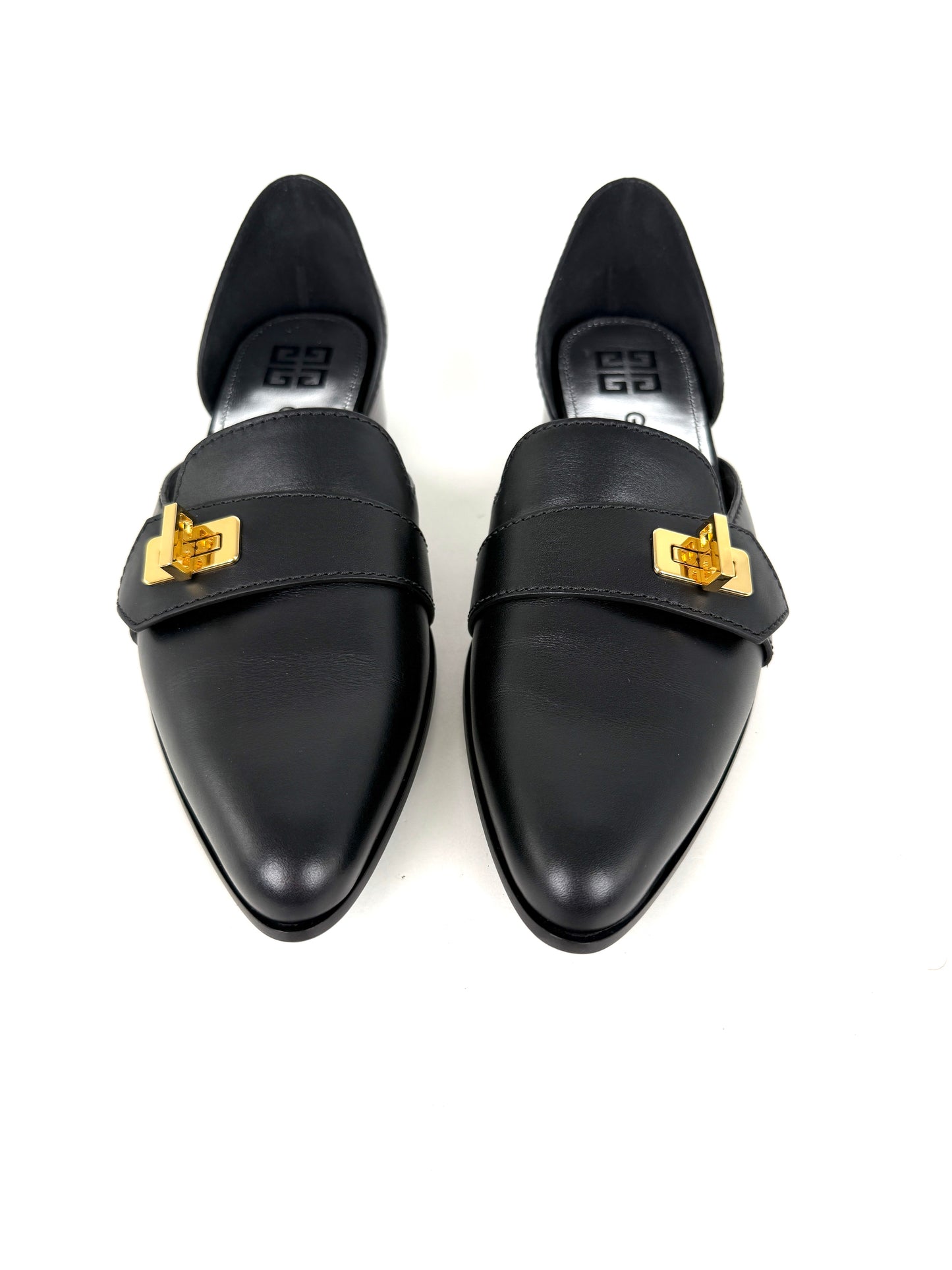 New Givenchy Black Eden D’Orsay Loafer Flats 37.5, 7.5