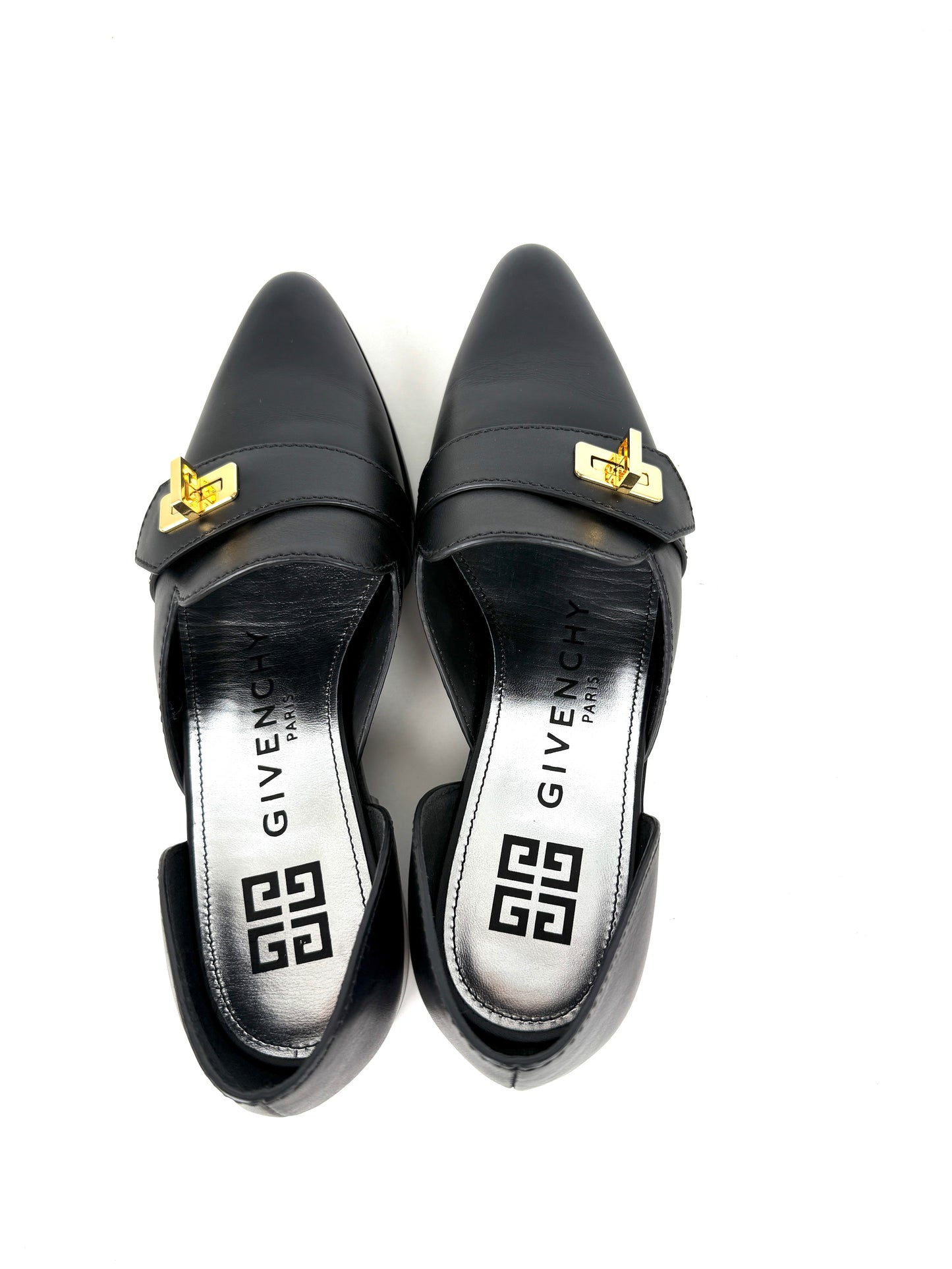 New Givenchy Black Eden D’Orsay Loafer Flats 37.5, 7.5