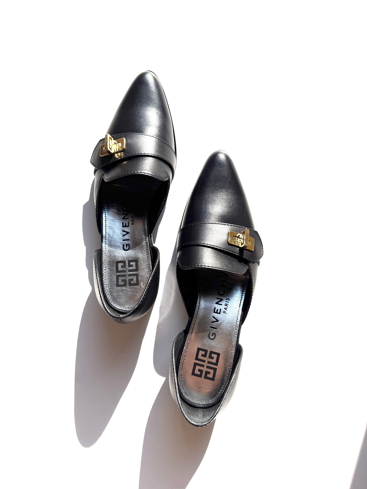 New Givenchy Black Eden D’Orsay Loafer Flats 37.5, 7.5