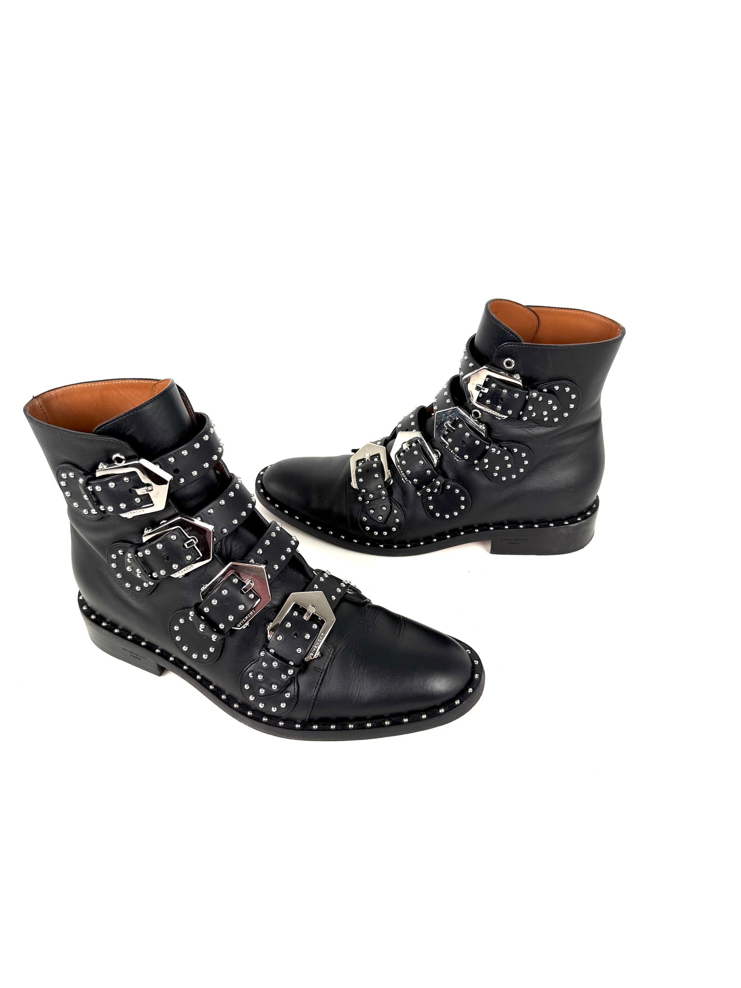 Givenchy Black Elegant Ankle Studded Combat Boots  37.5, 7.5