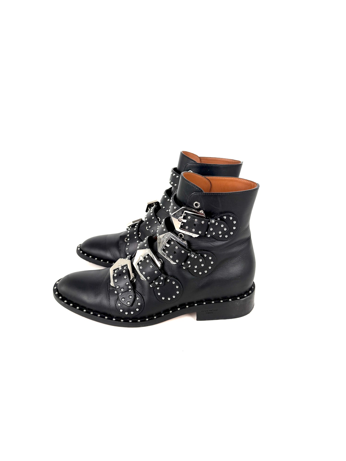 Givenchy Black Elegant Ankle Studded Combat Boots  37.5, 7.5