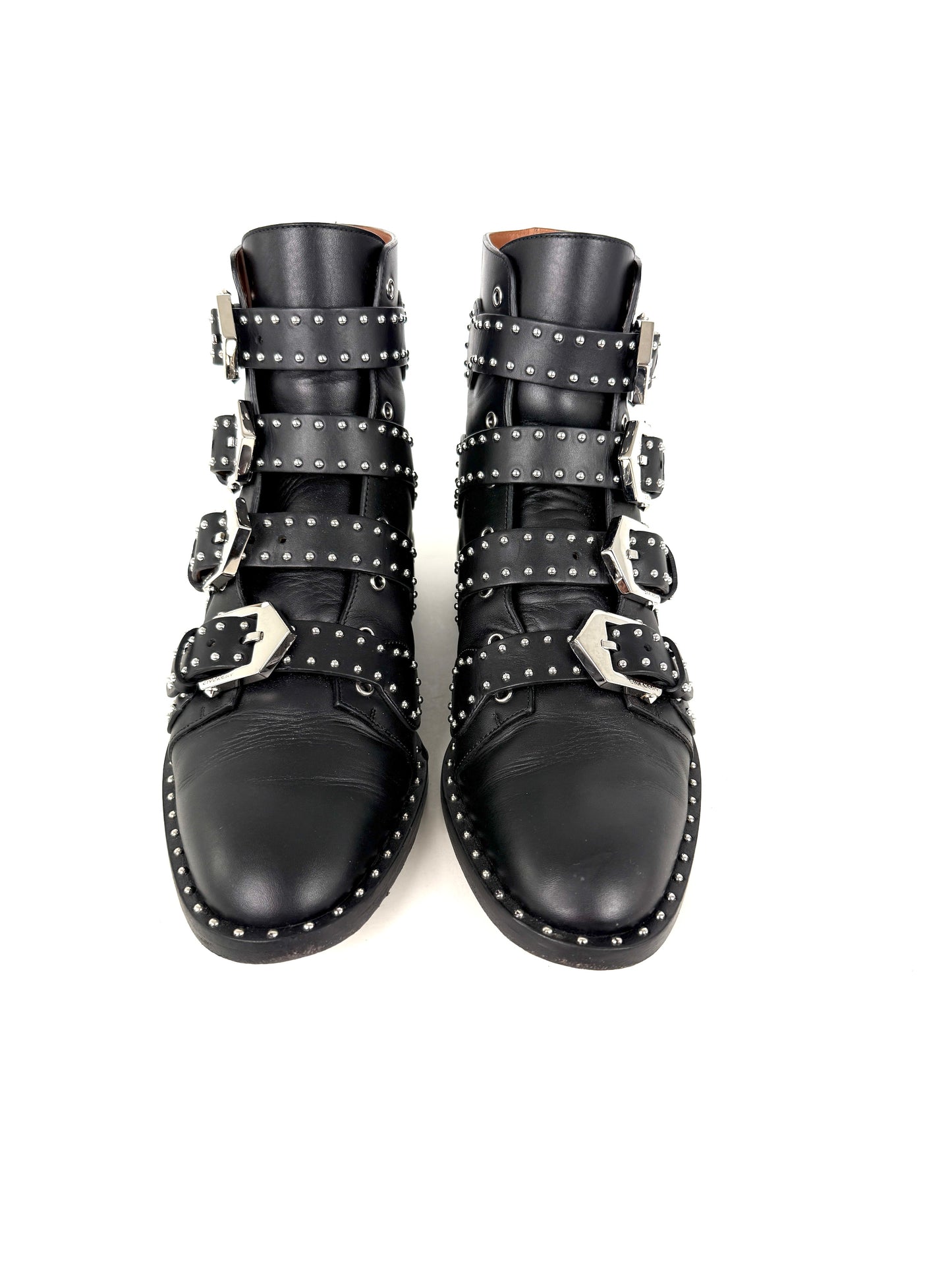 Givenchy Black Elegant Ankle Studded Combat Boots  37.5, 7.5