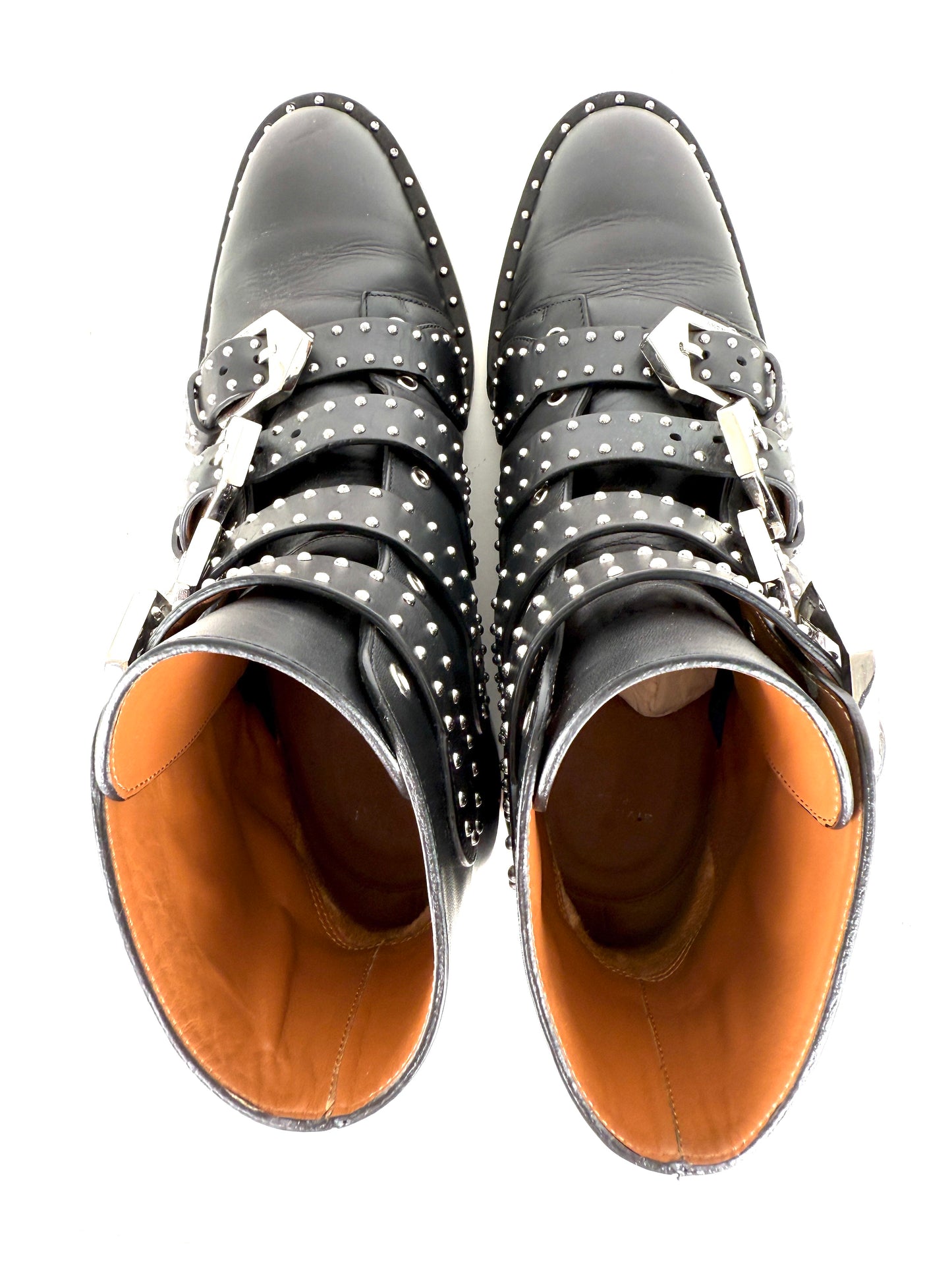 Givenchy Black Elegant Ankle Studded Combat Boots  37.5, 7.5
