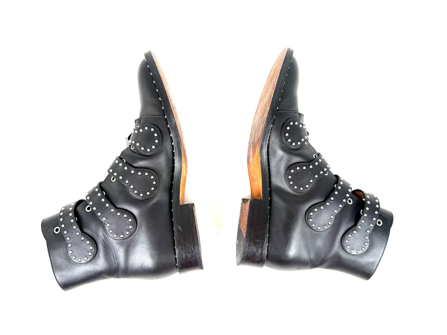 Givenchy Black Elegant Ankle Studded Combat Boots  37.5, 7.5