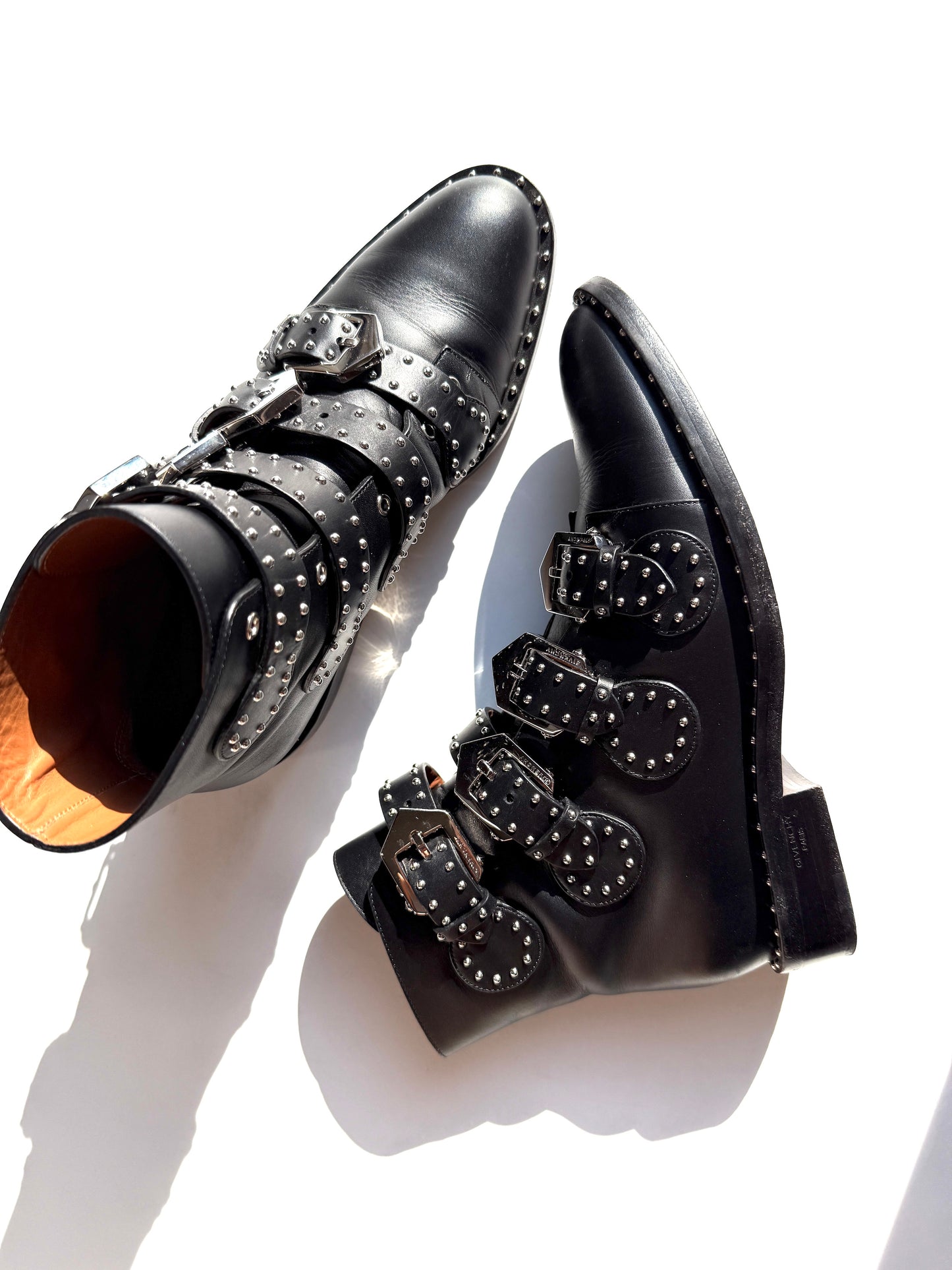 Givenchy Black Elegant Ankle Studded Combat Boots  37.5, 7.5